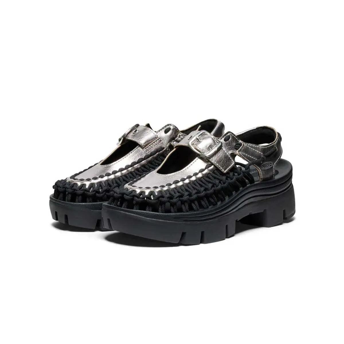 Wmns Platform Uneek Mary Jane 'Silver Black' Everywhere Fit Peace Mood
