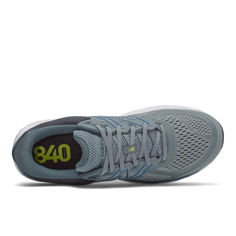 840v5 - Ocean Grey with Oxygen Blue - Men's Footbed Relief running in snowy weather