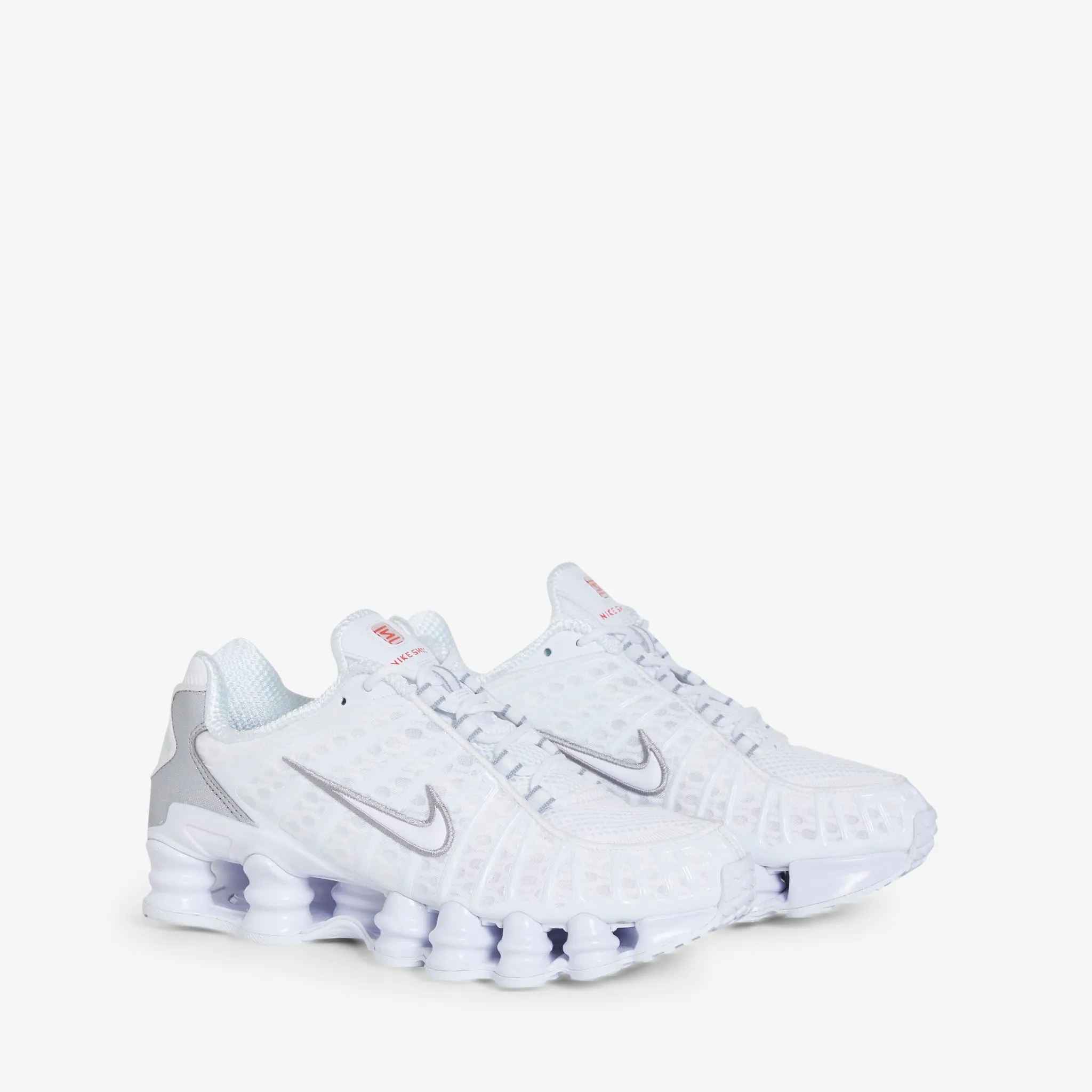 Sleek Fit Women's Shox TL White | White | Metallic Silver | Max Orange