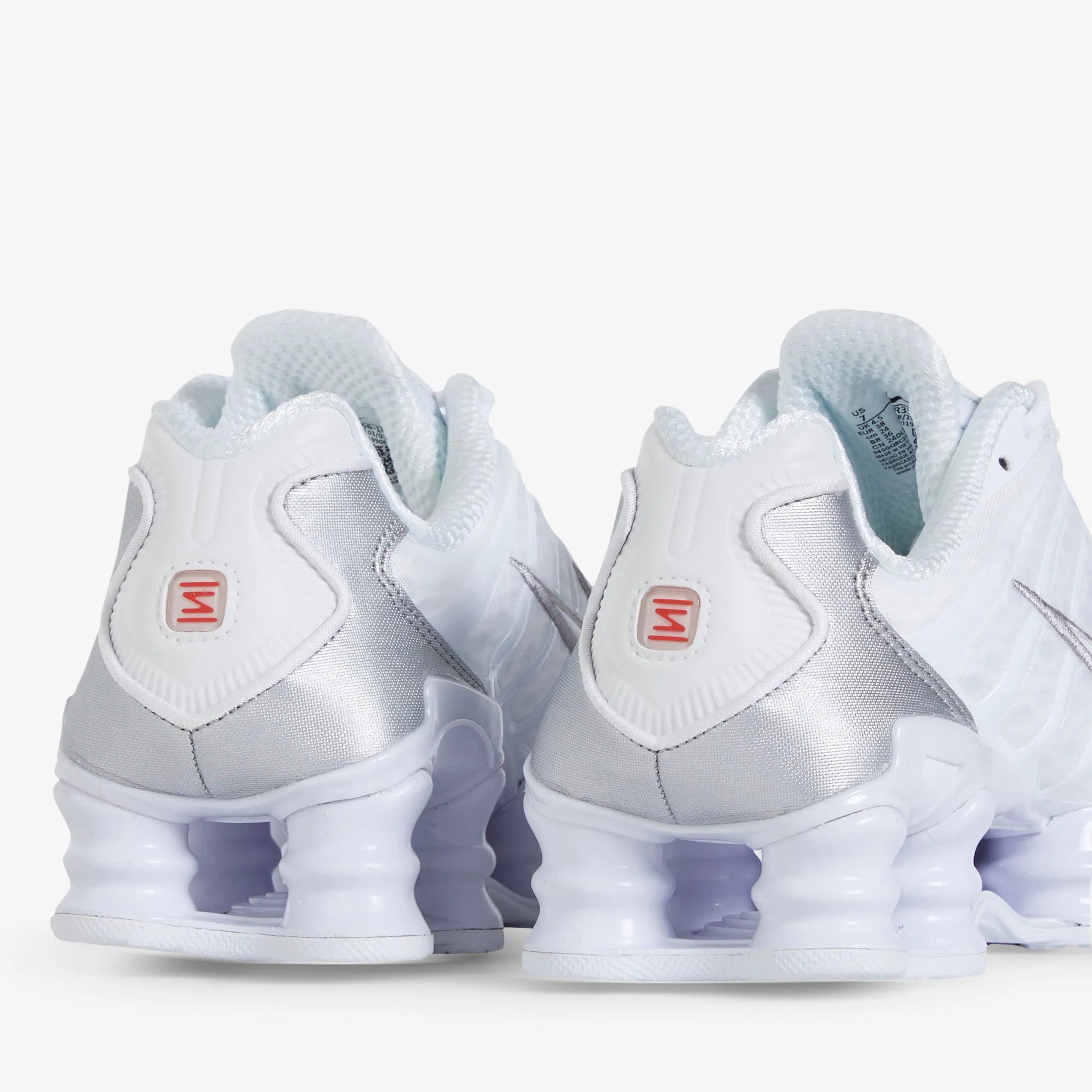Women's Shox TL White | White | Metallic Silver | Max Orange Full Support No Slip