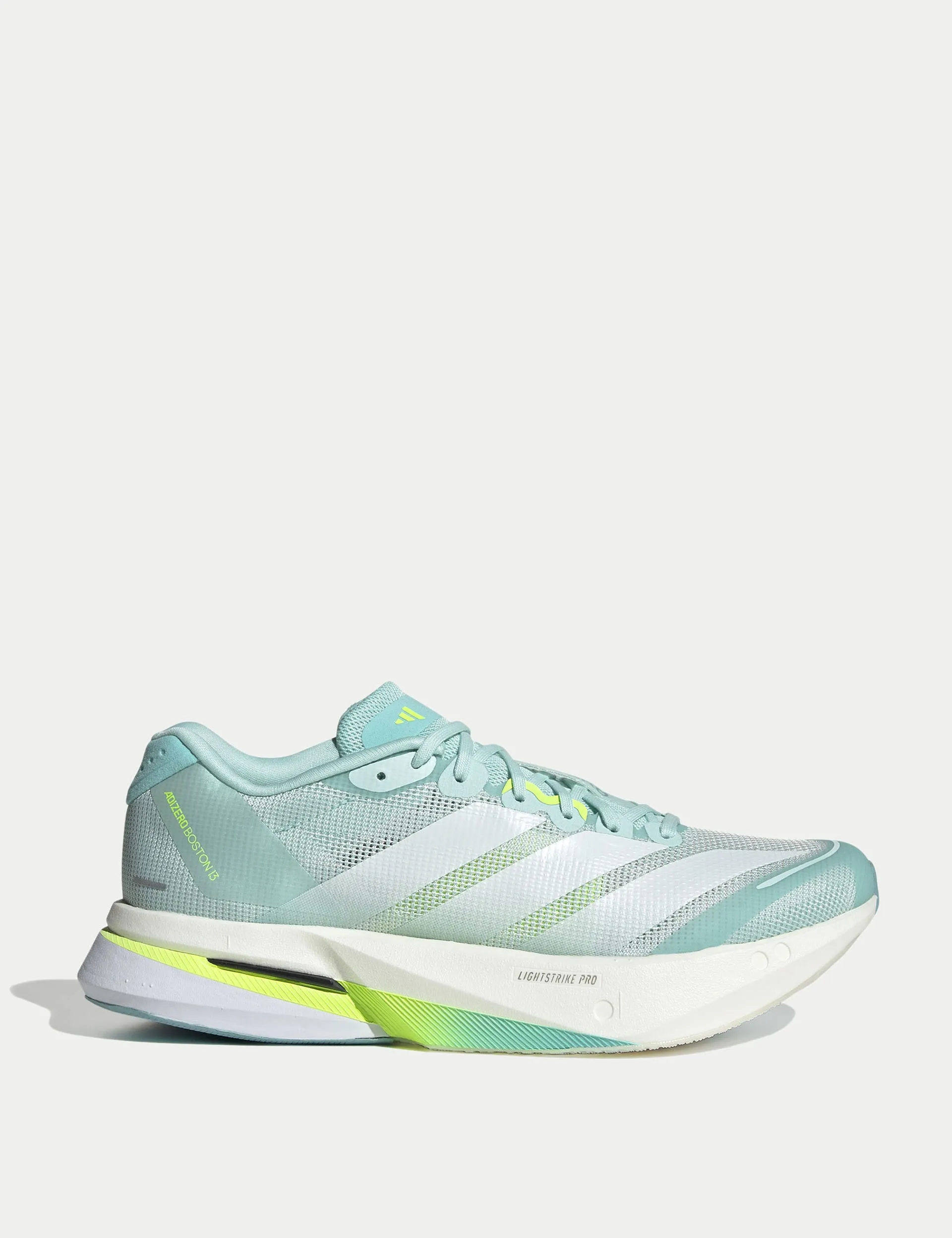 Adizero Boston 13 Shoes - Semi Flash Aqua/Zero Metallic/Lucid Lemon Natural motion