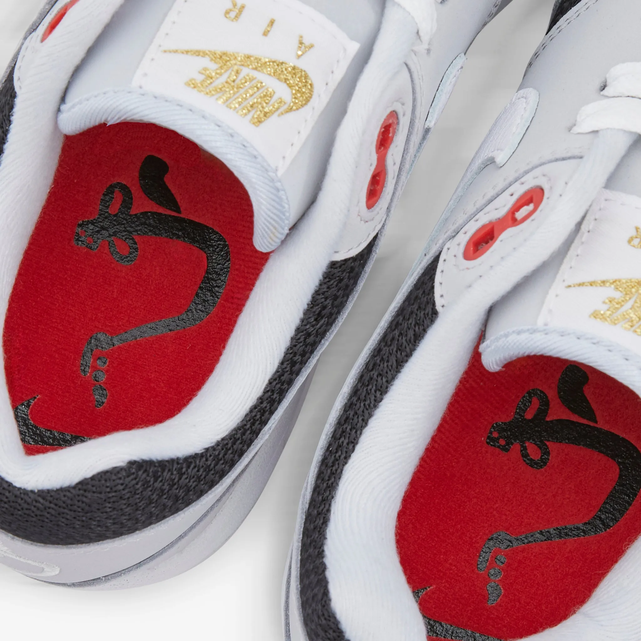 Air Max 1 PRM Pure Platinum | White | Black | Sport Red Fabric Upper