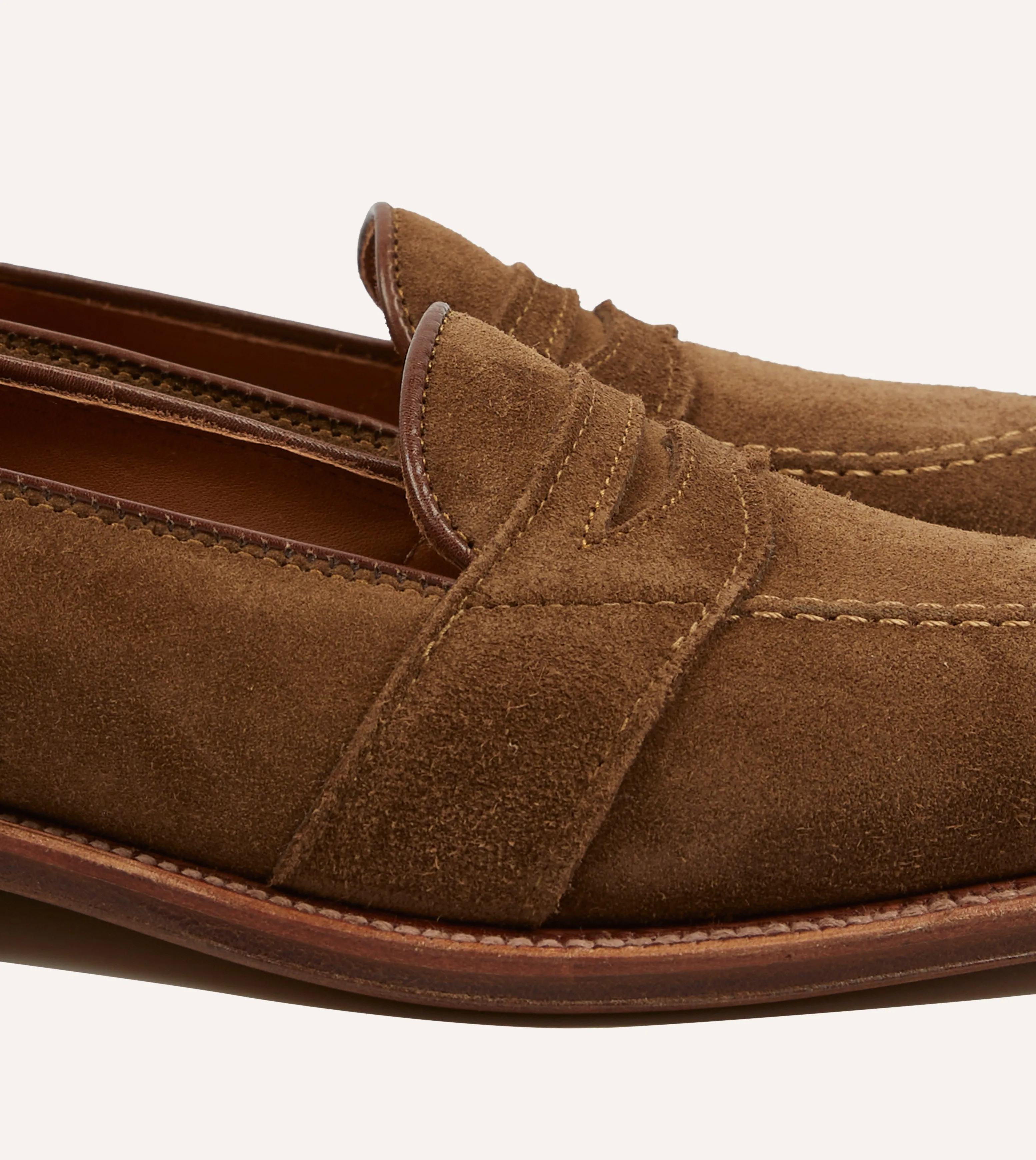 perforated design Alden Snuff Suede Full Strap Loafer