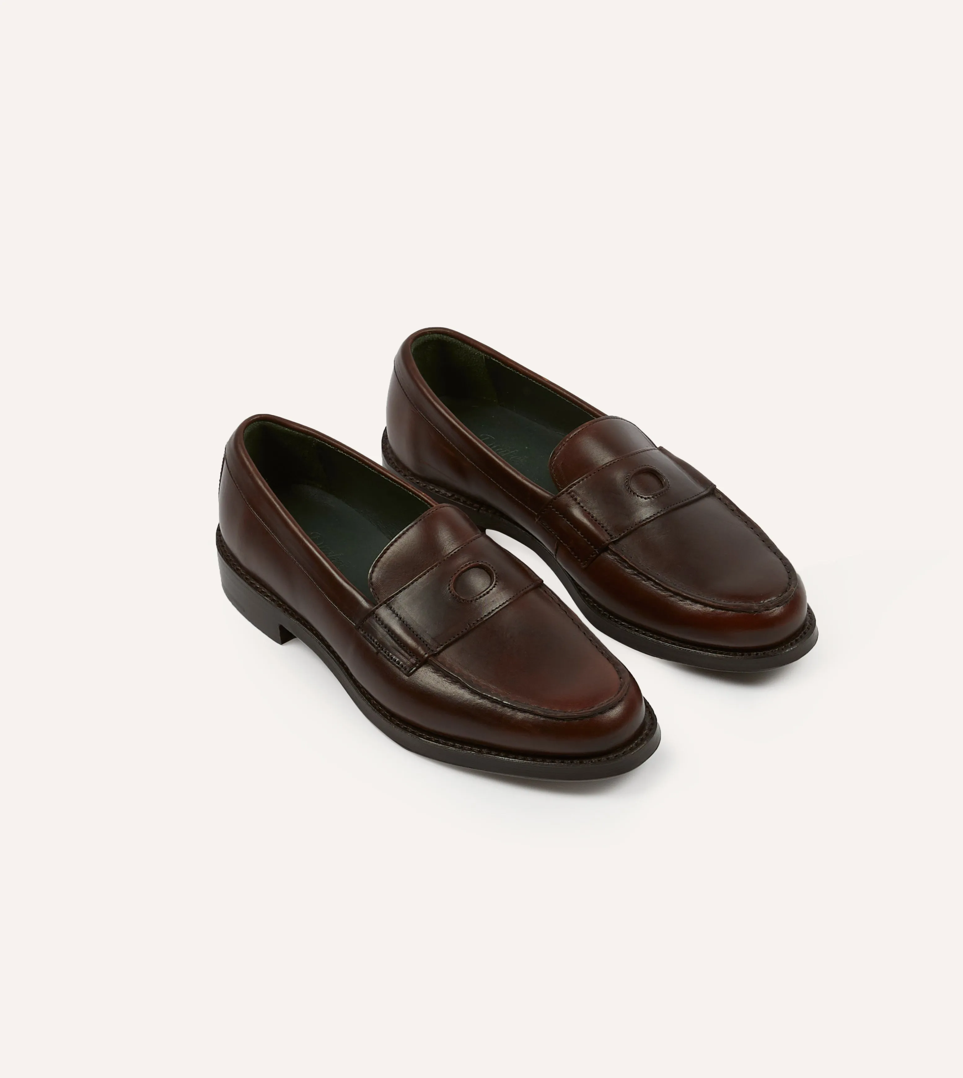 high - heeled Brown Leather Charles Goodyear Welted Penny Loafer