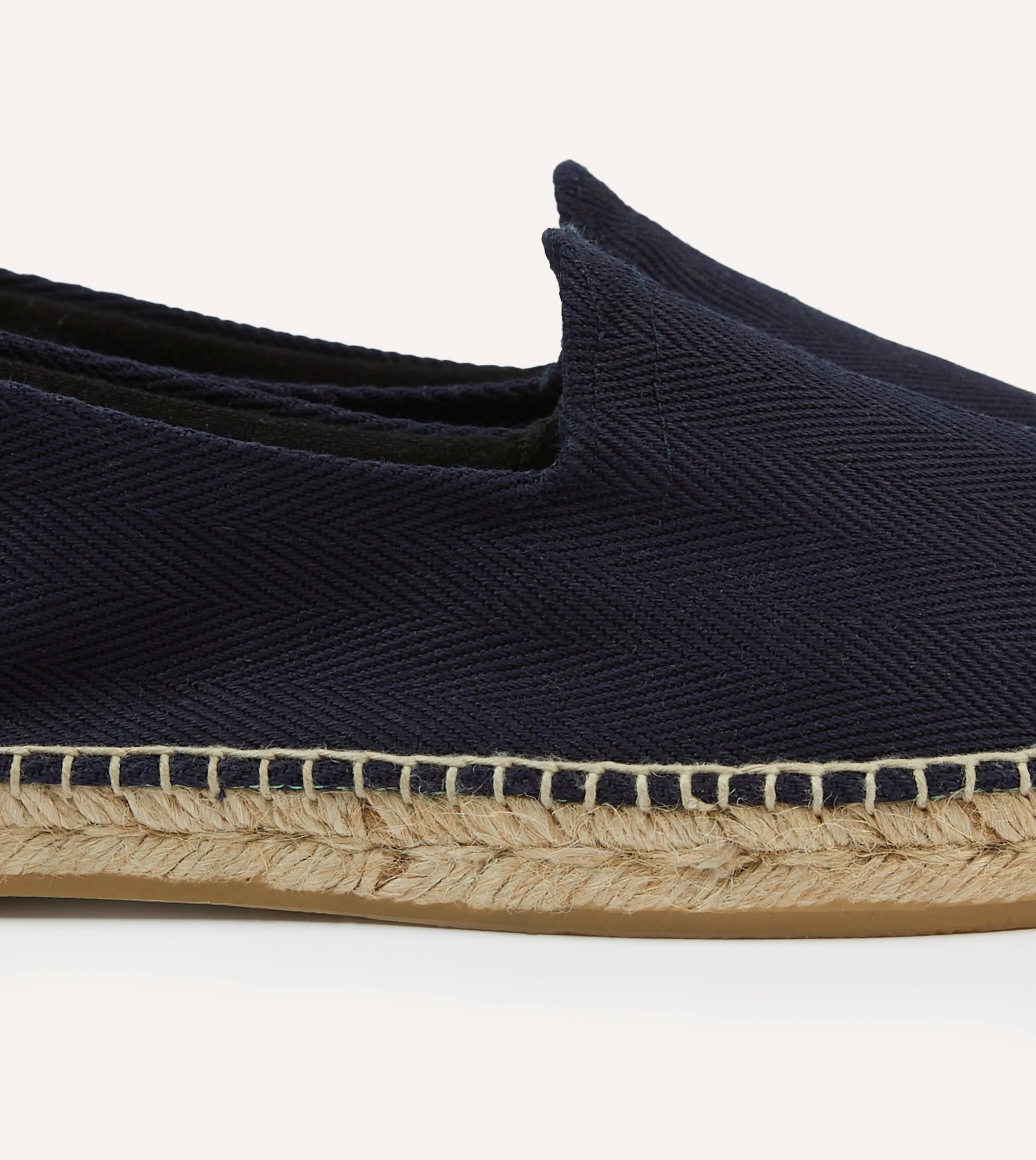 Flattering Fit Neutral Navy Herringbone Cotton Espadrilles