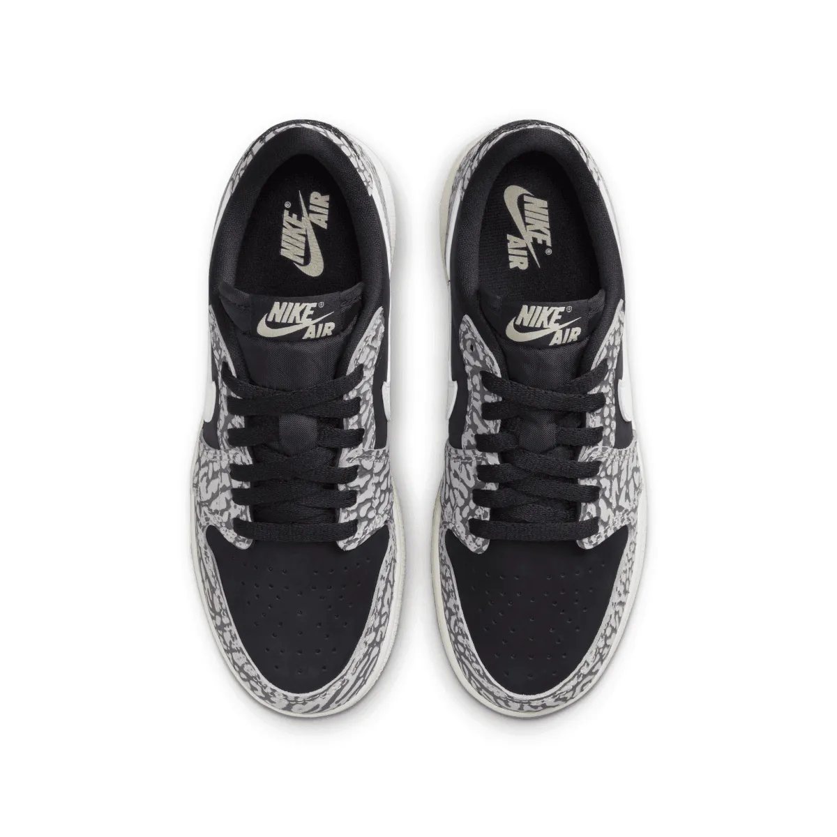 Kid's Air Jordan 1 Retro Low OG 'Black Elephant' Flexible Fit Ventilated Mesh Long Distance