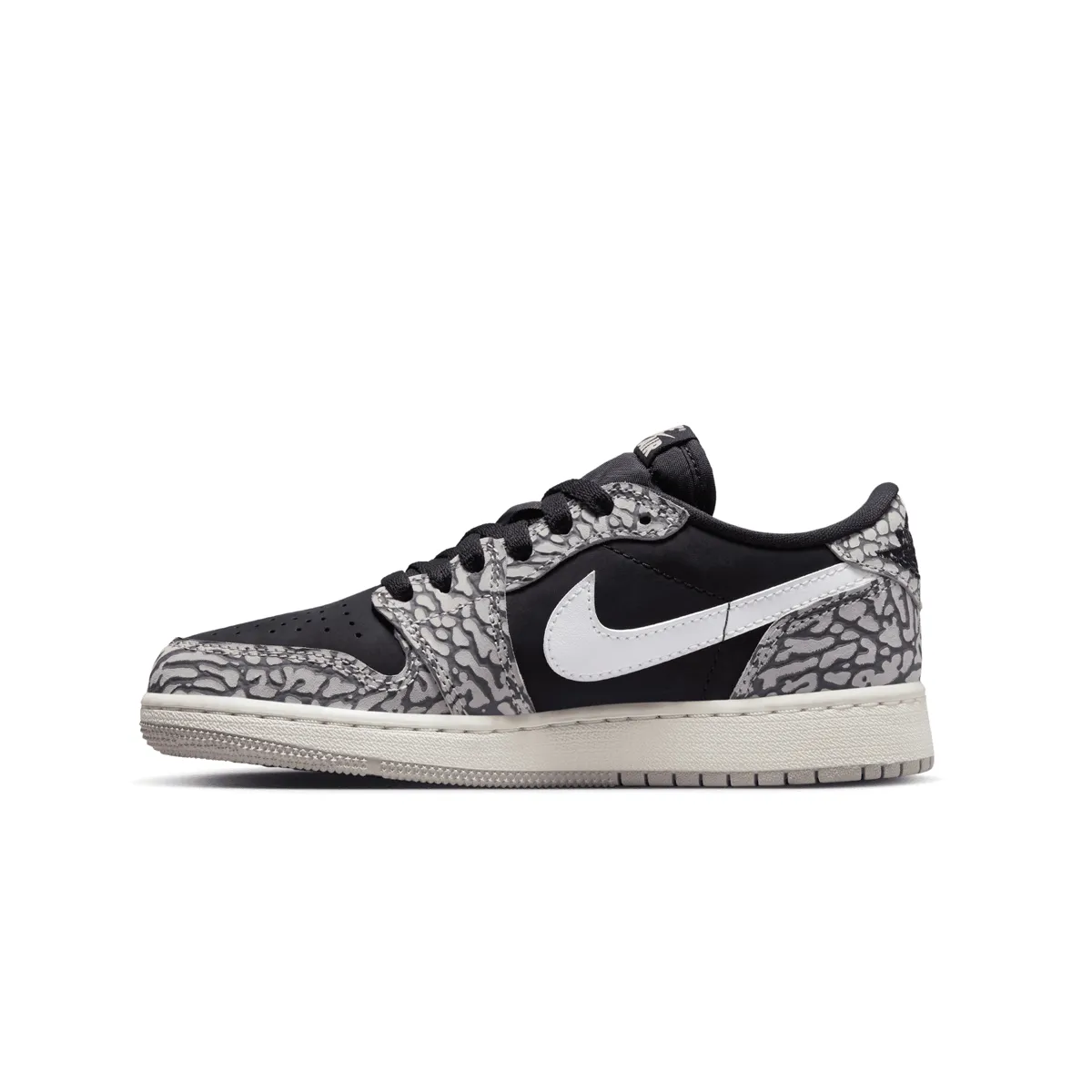 Fitness Vibe Elastic laces Kid's Air Jordan 1 Retro Low OG 'Black Elephant'