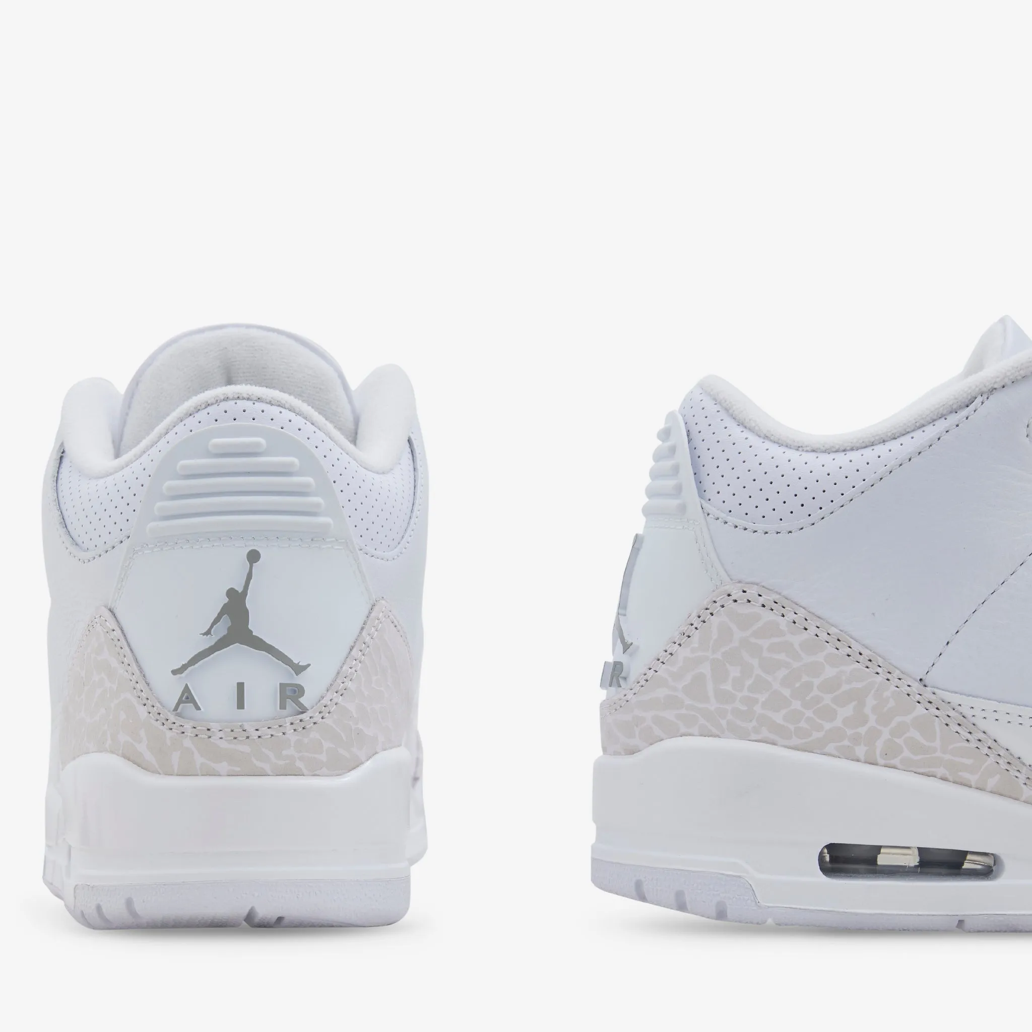 Air Jordan 3 Retro 'Pure Money' White | Metallic Silver | White Foot Hug Goal Step