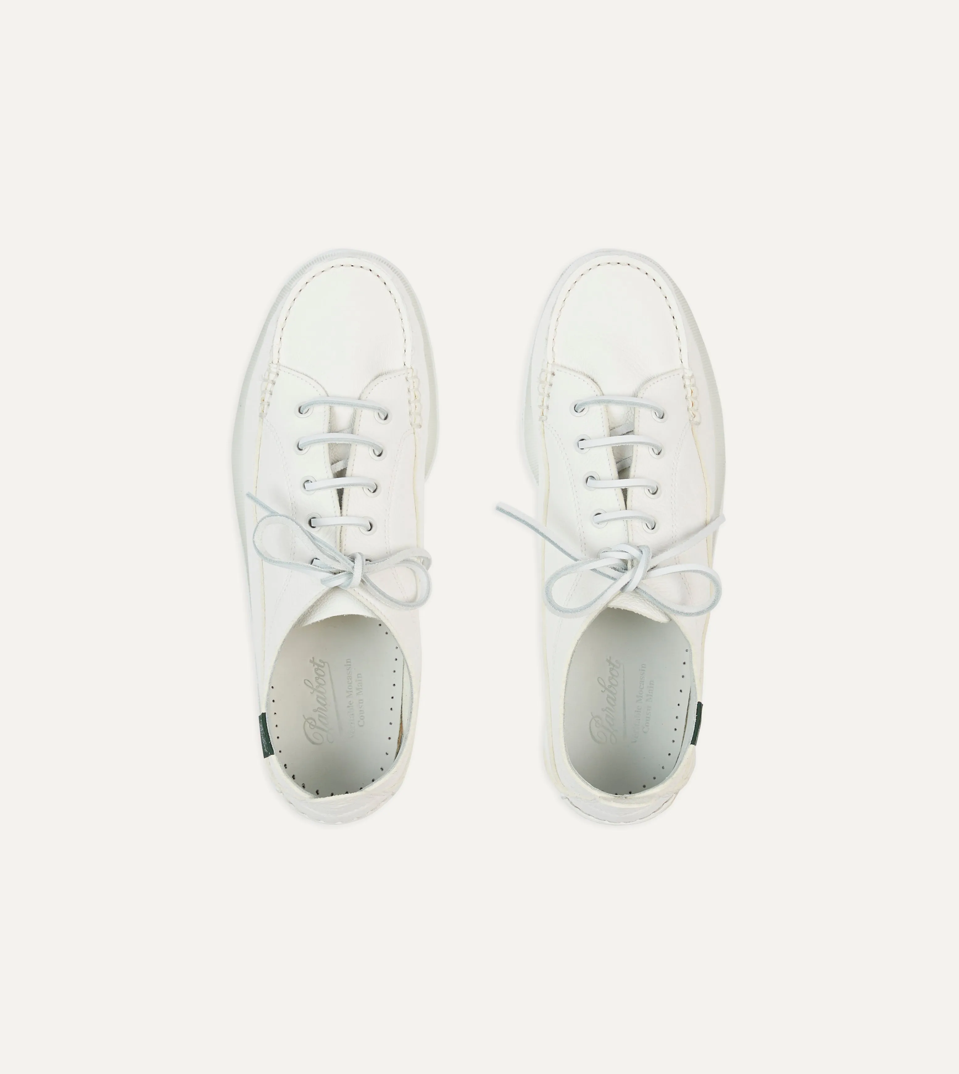 Cushioned arch Paraboot Malibu Blanc Deer Leather Boat Shoe