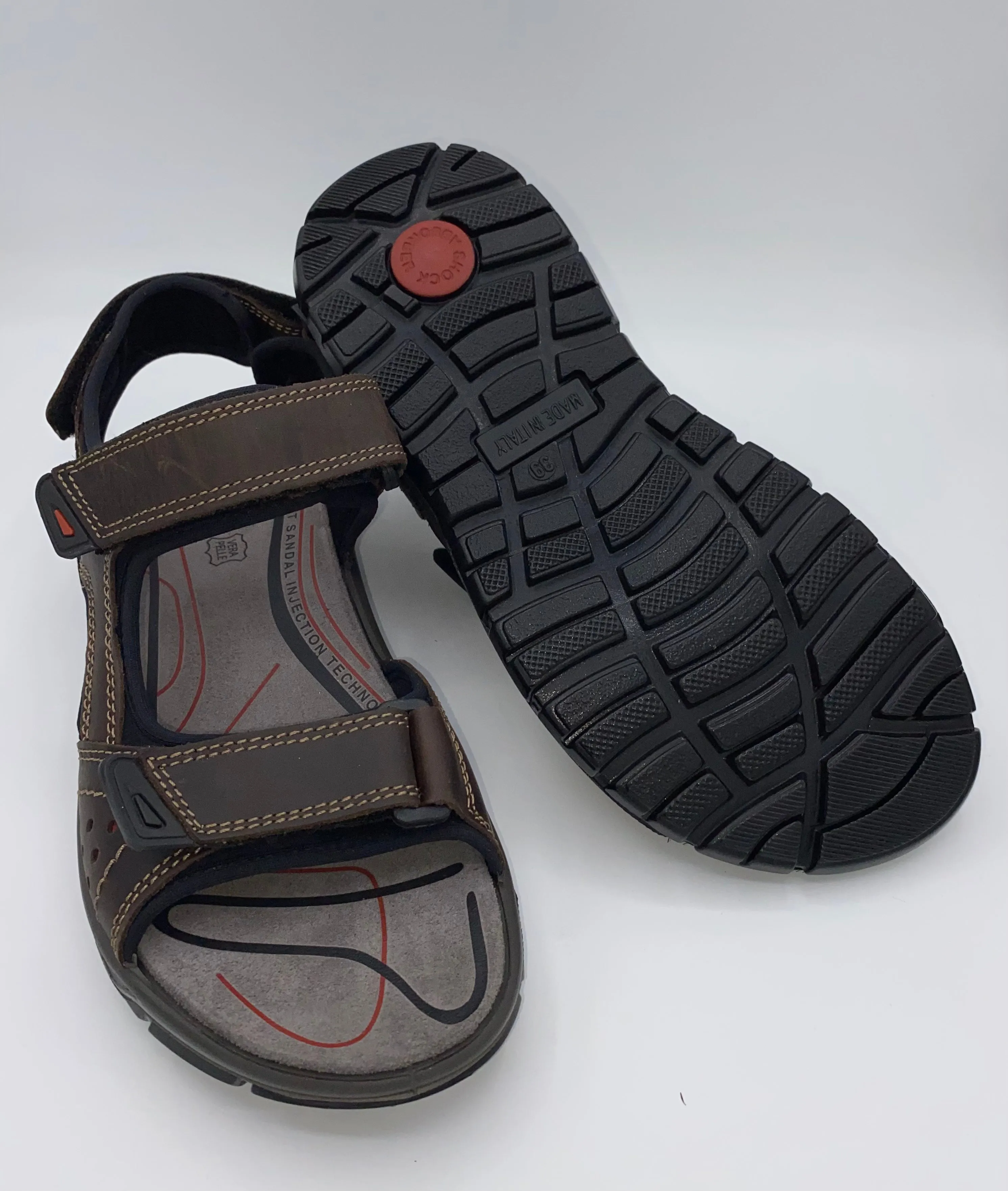IMAC Italian Leather Velcro Sandals Dark Brown - 196264 3403/003 Memory foam insole Sporty Comfort