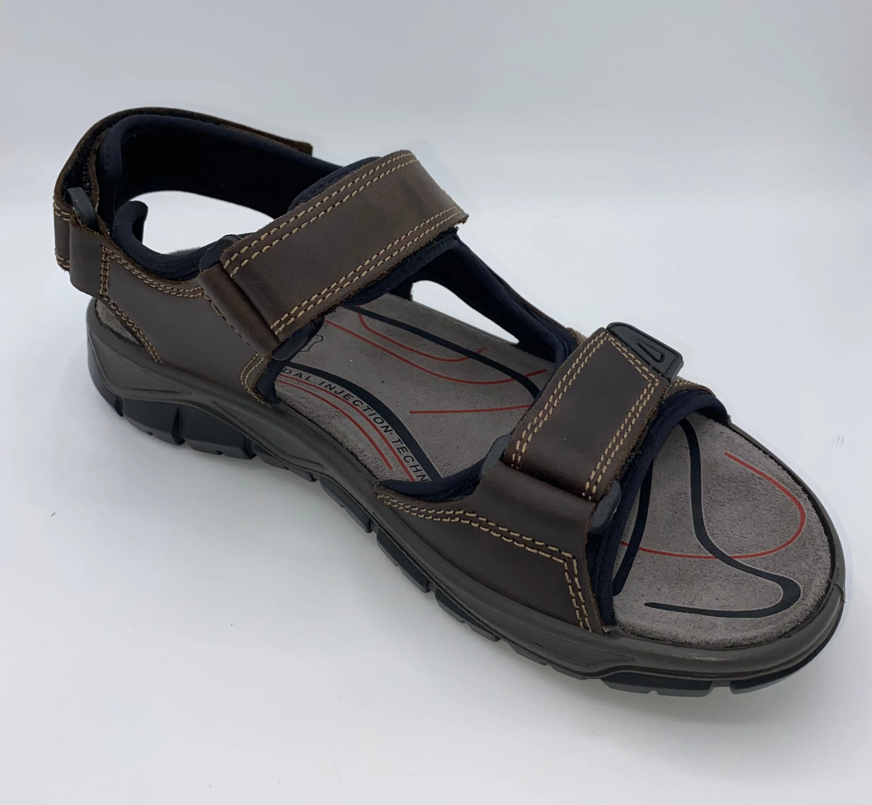 Metal Ring IMAC Italian Leather Velcro Sandals Dark Brown - 196264 3403/003