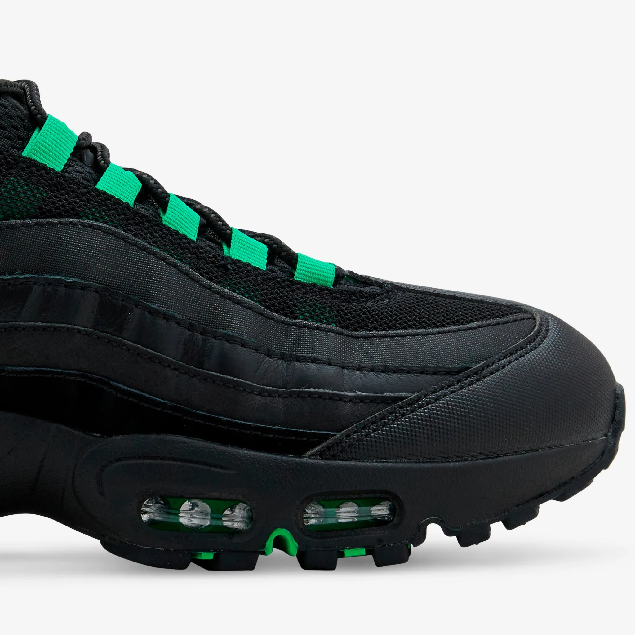Air Max 95 OG Black | Green Shock | Black | Pearl Grey Stream Hike Leather Material