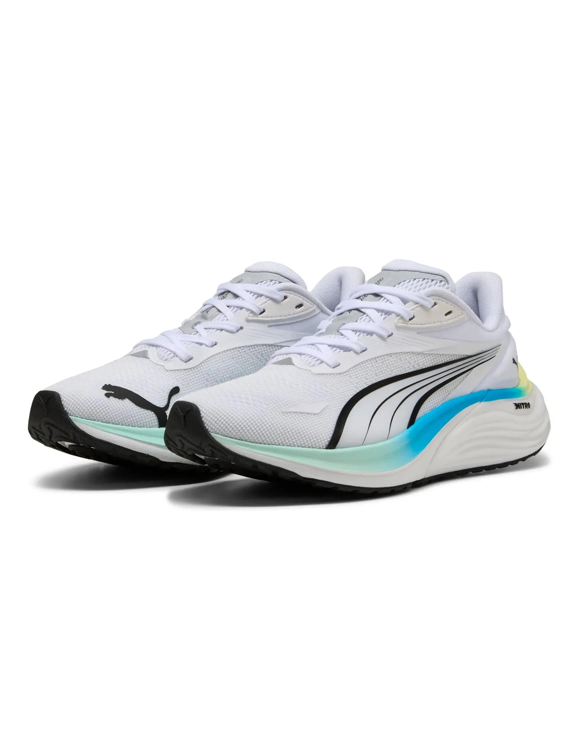 Temperature Regulating Fabrics Electrify NITRO 4 Running Shoes - White/Mint Melt/Speed Blue