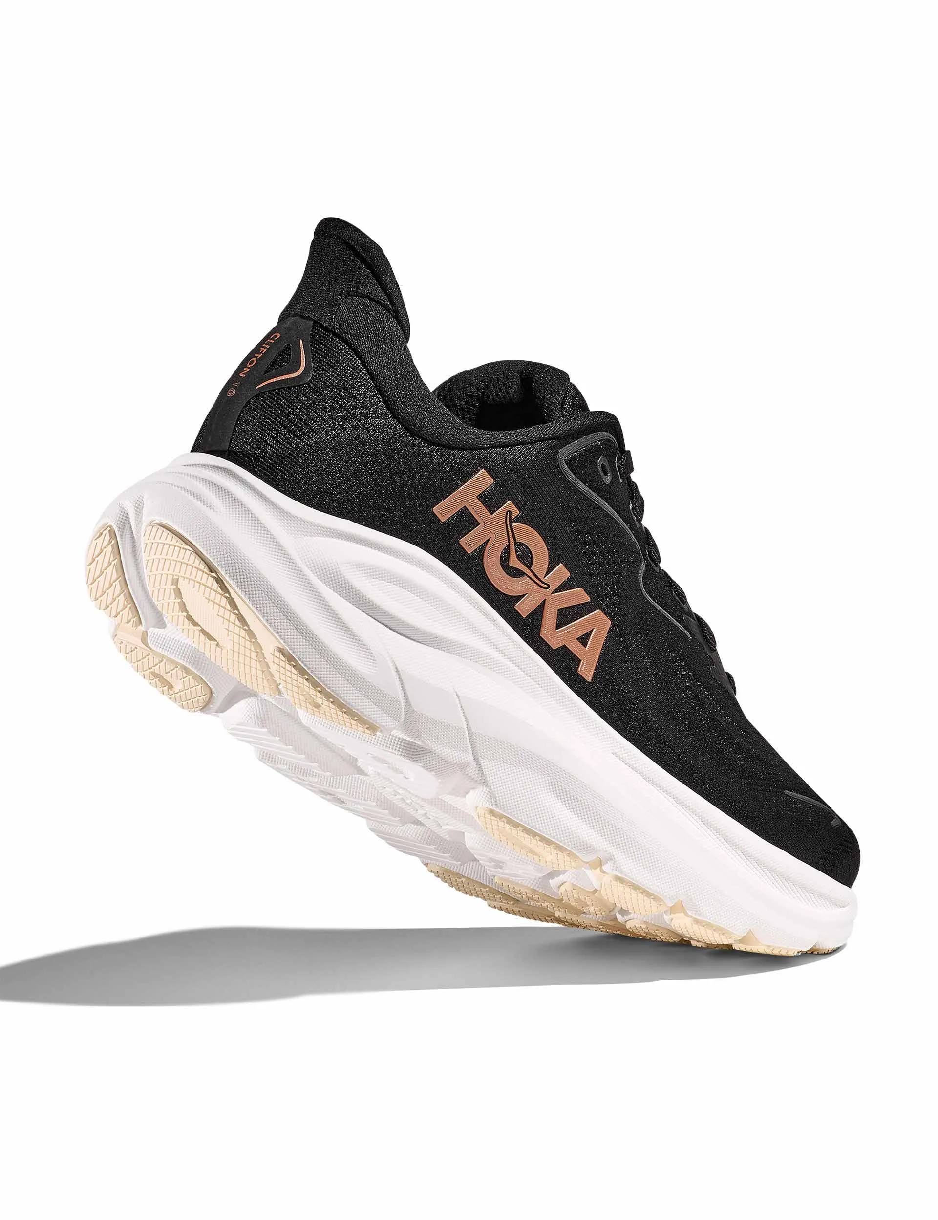 field shoes running shoes for amateur female runners Clifton 10 - Black/Rose Gold