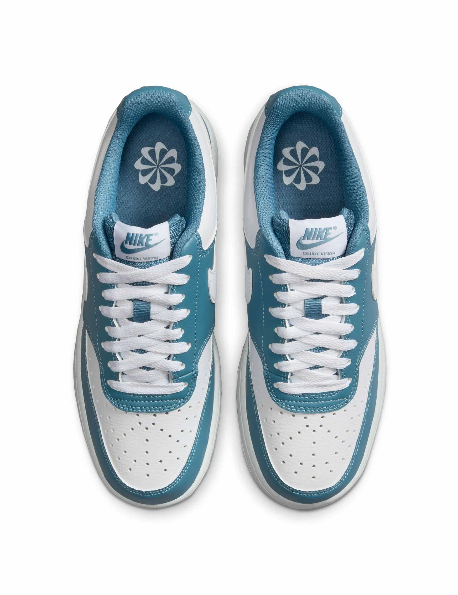Court Vision Low Next Nature Shoes - White/Smokey Blue Ventilated Arch Support Soft Step