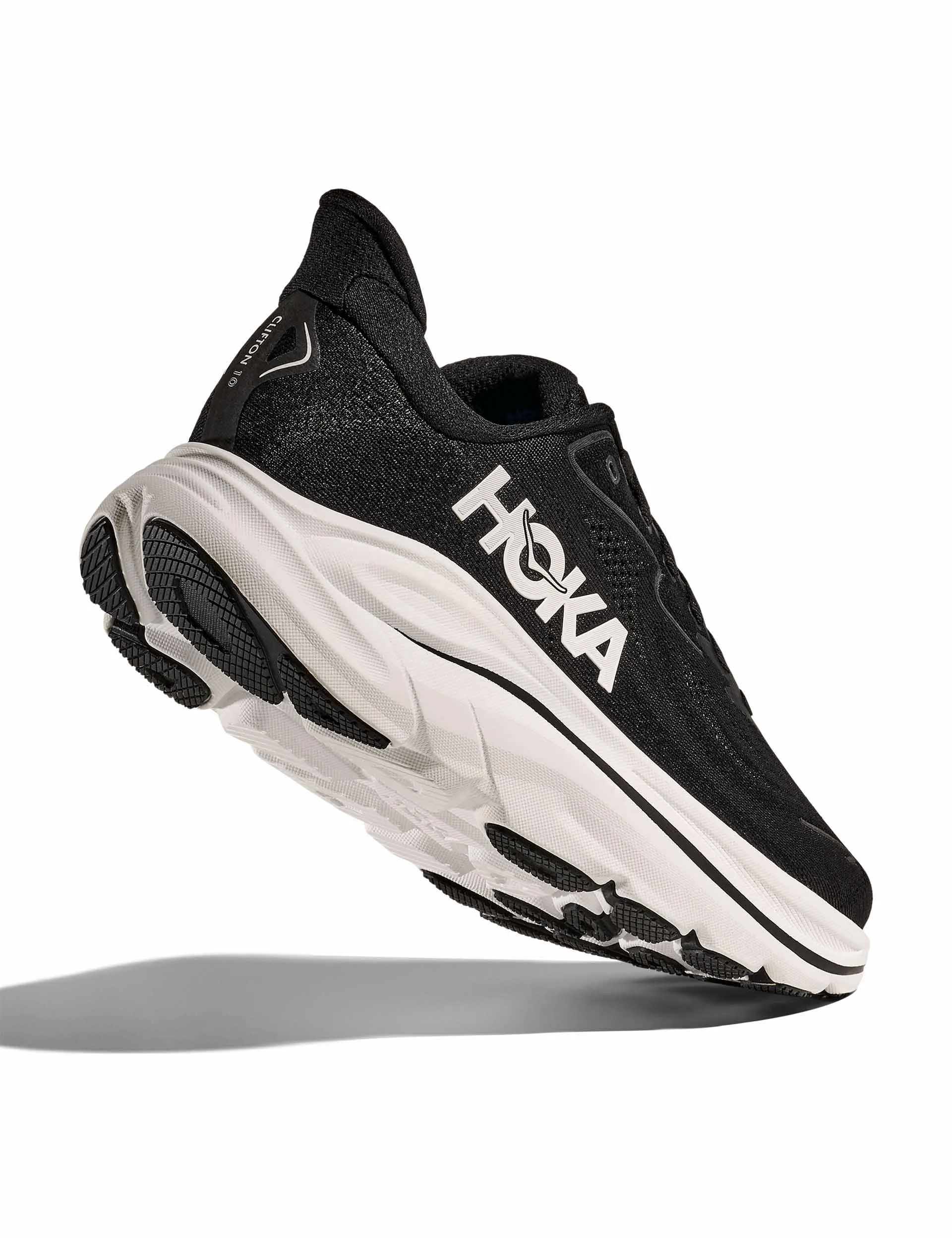 Clifton 10 - Black/White metallic running gear heavy - duty rubber shoe substance