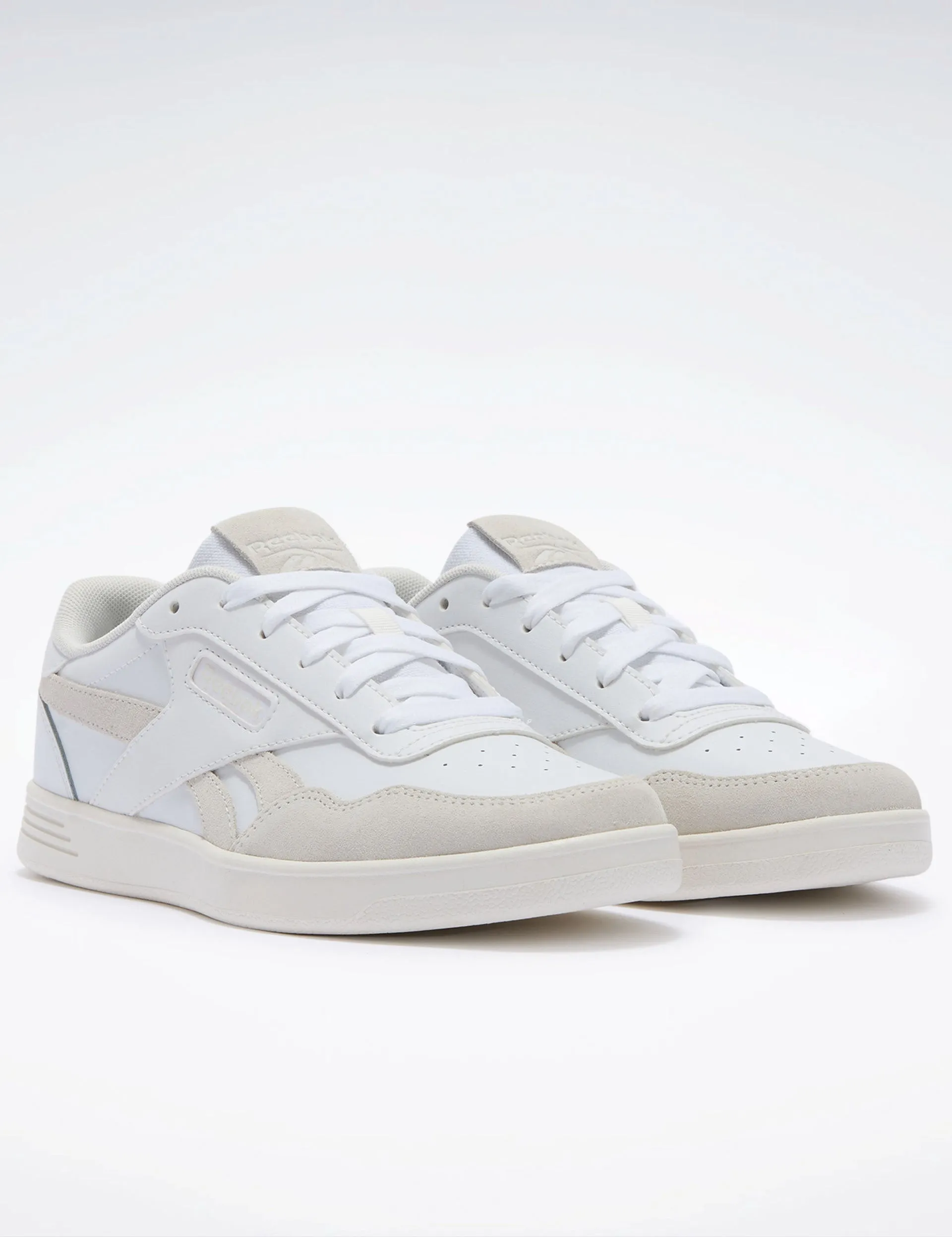Stretchable Tongue Court Advance Shoes - White/Barely Grey/Chalk