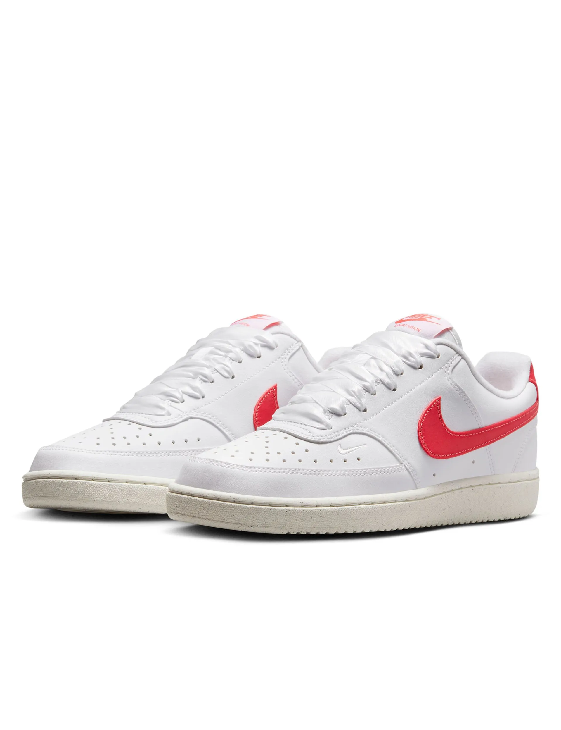 Court Vision Low Next Nature Shoes - White/Magic Ember/Sail Reinforced heel Comfortable fit