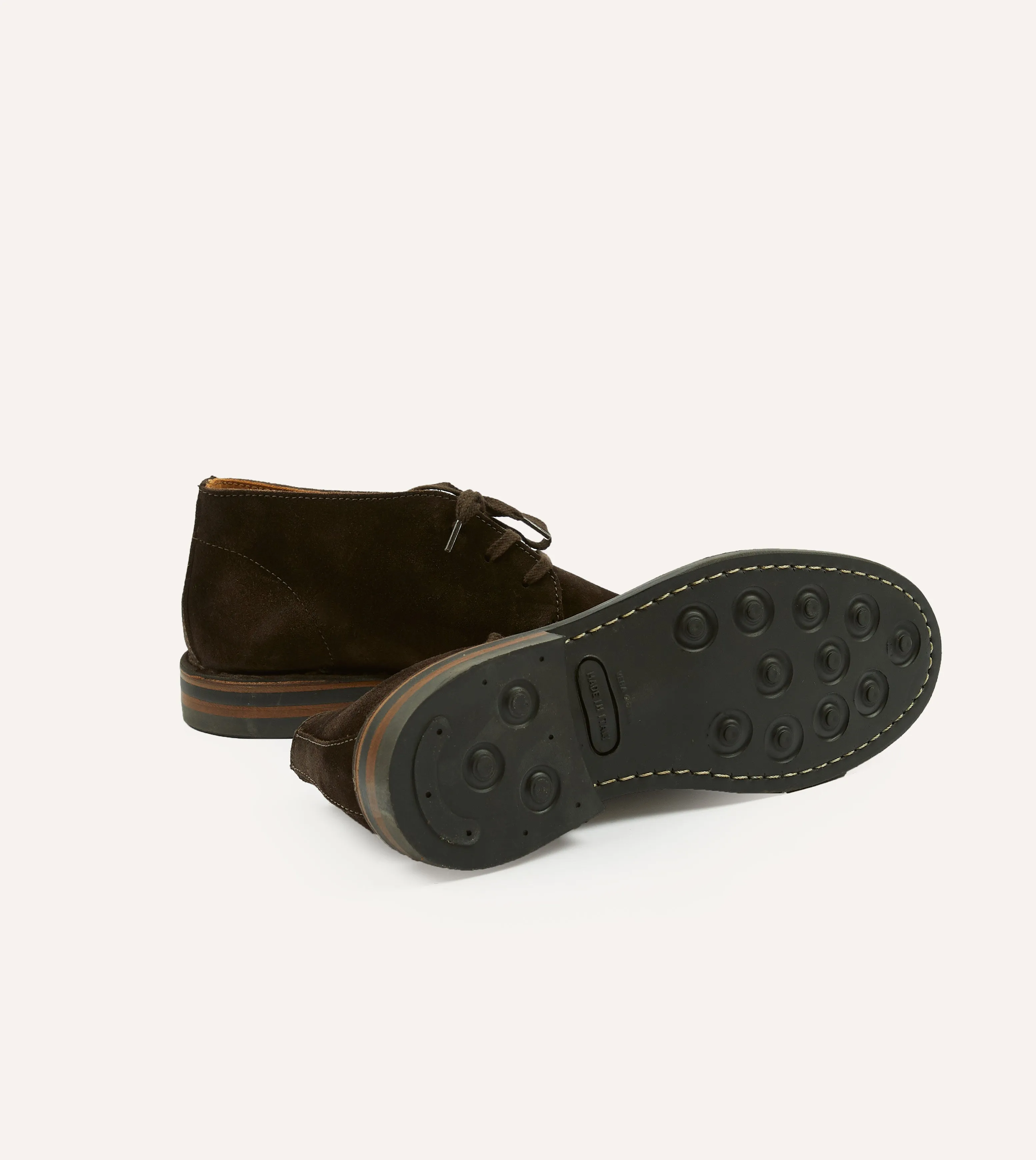 Crosby Moc-Toe Chukka Boot Dark Brown Roughout Suede with Rubber Sole Tailored lining