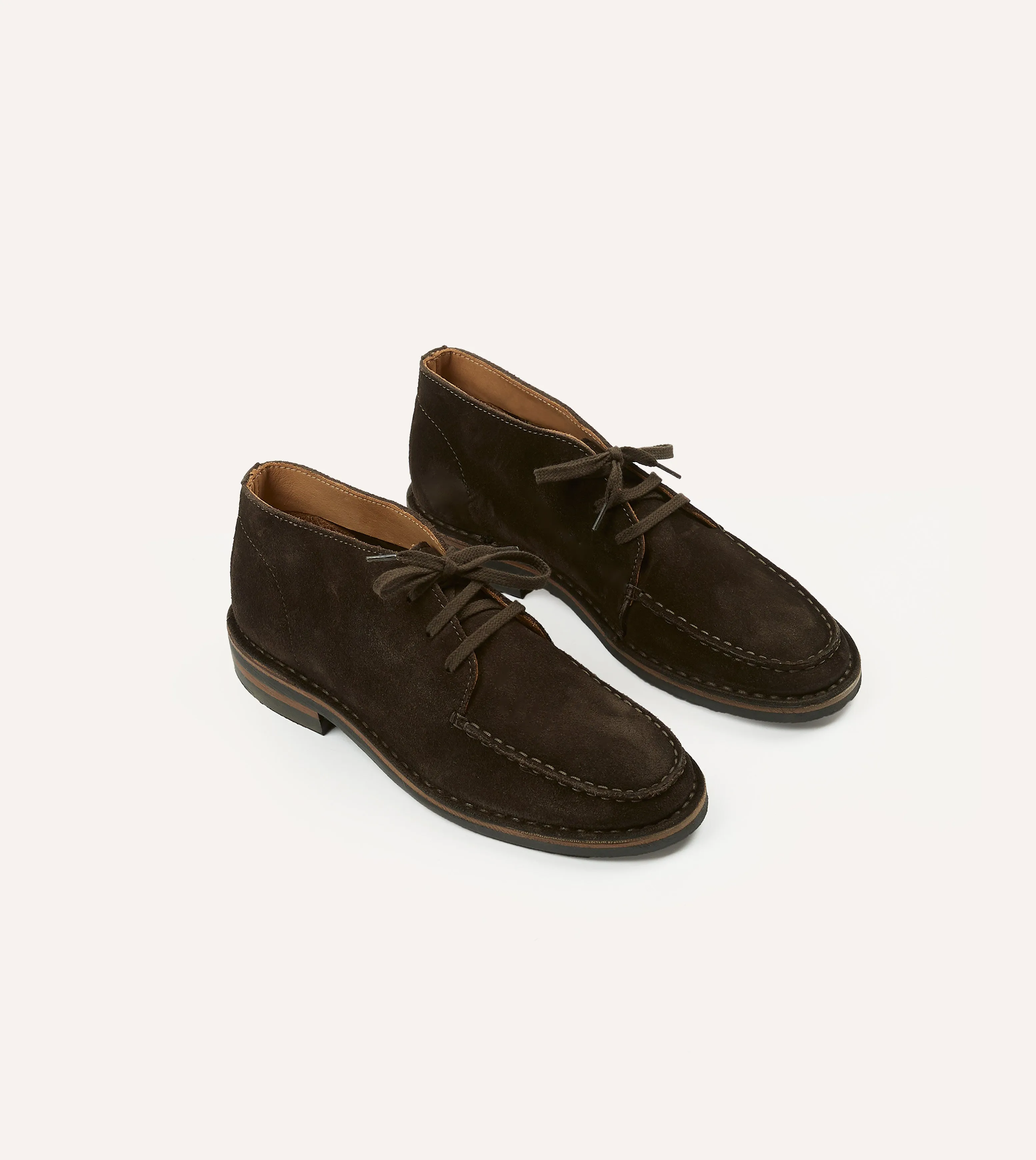 cute look metal Crosby Moc-Toe Chukka Boot Dark Brown Roughout Suede with Rubber Sole
