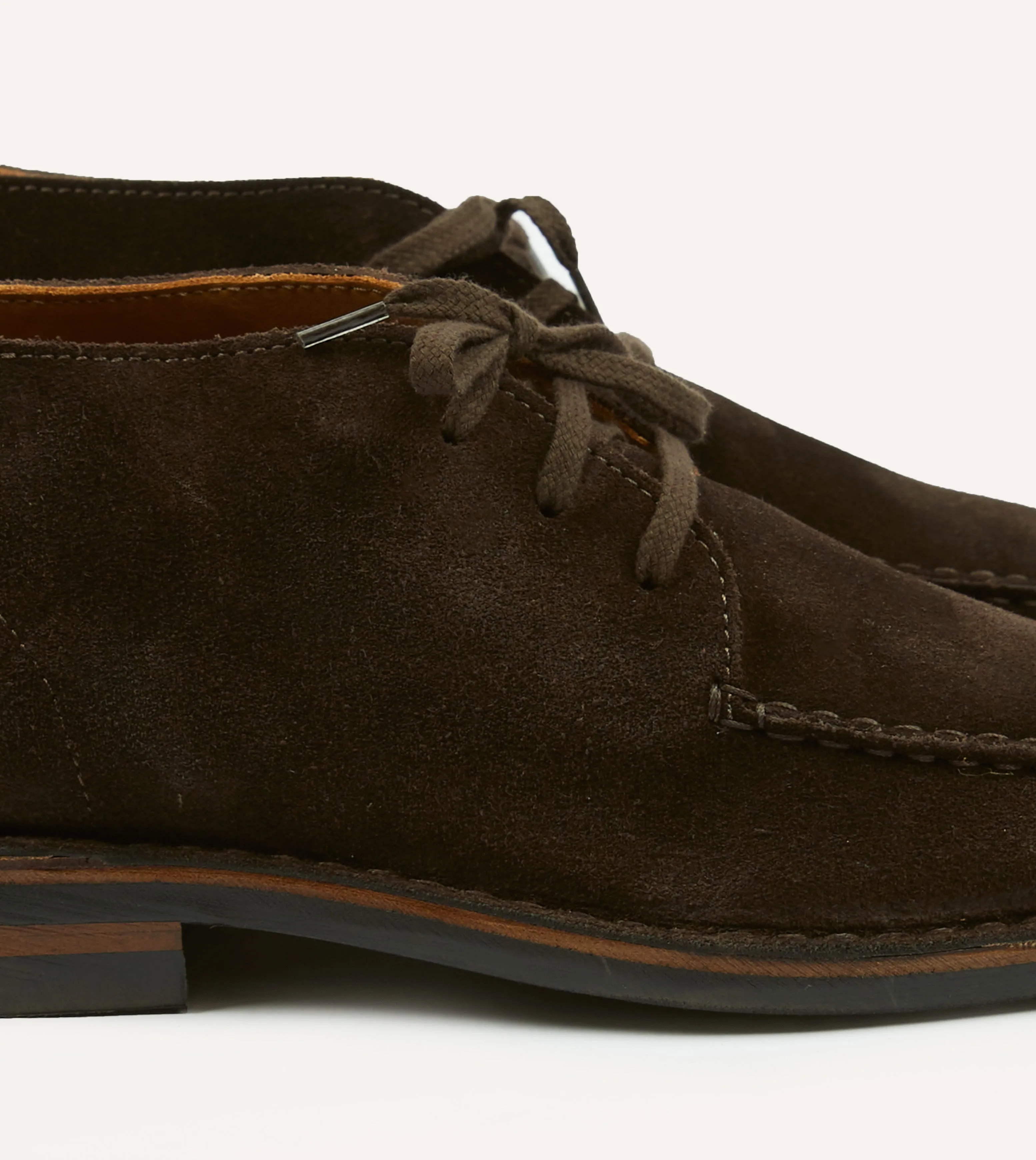 Crosby Moc-Toe Chukka Boot Dark Brown Roughout Suede with Rubber Sole snowy Bold materials