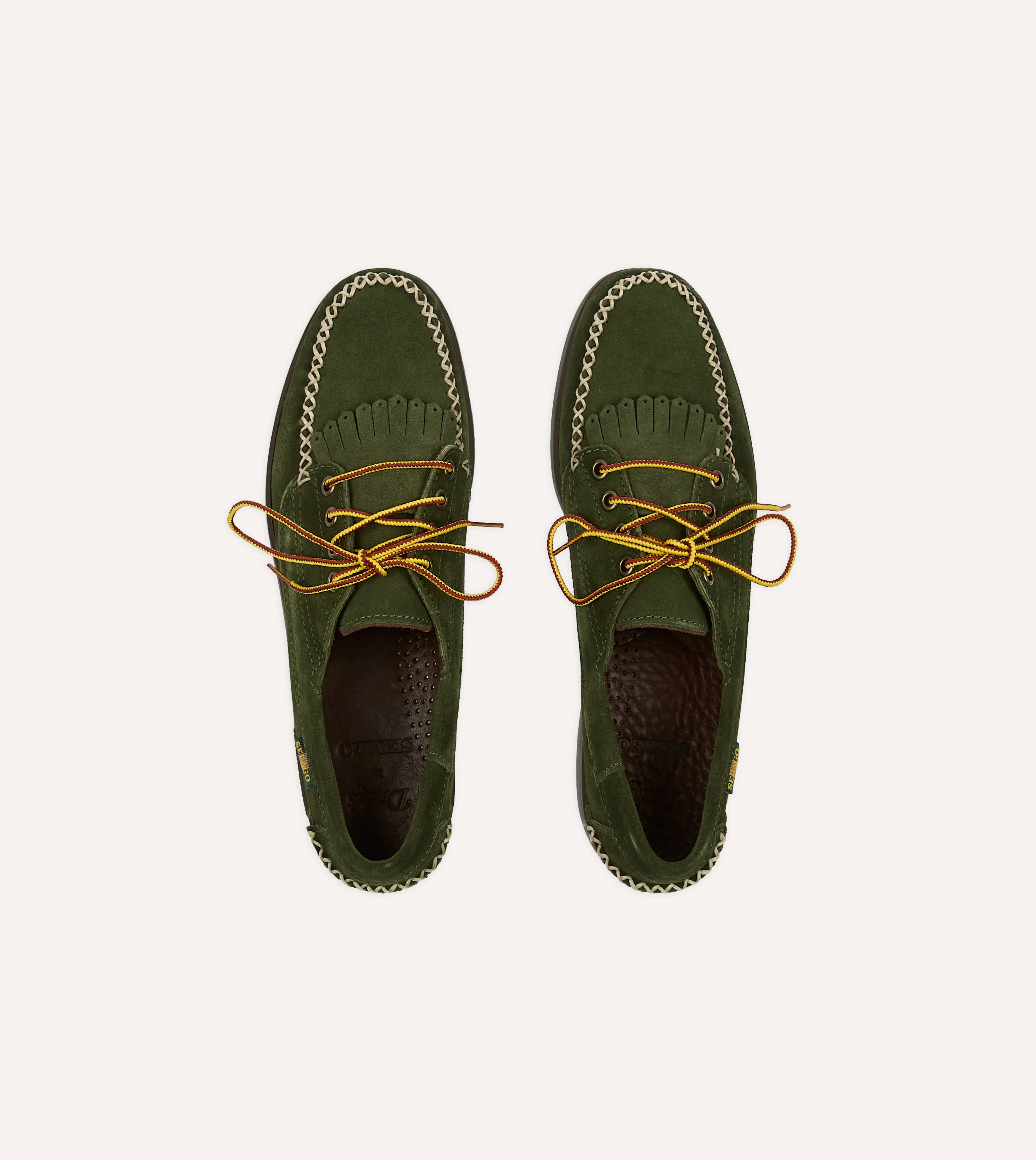 Drake's by Sebago Campsides Askook Kilt Green Suede Shoe ventilation - level