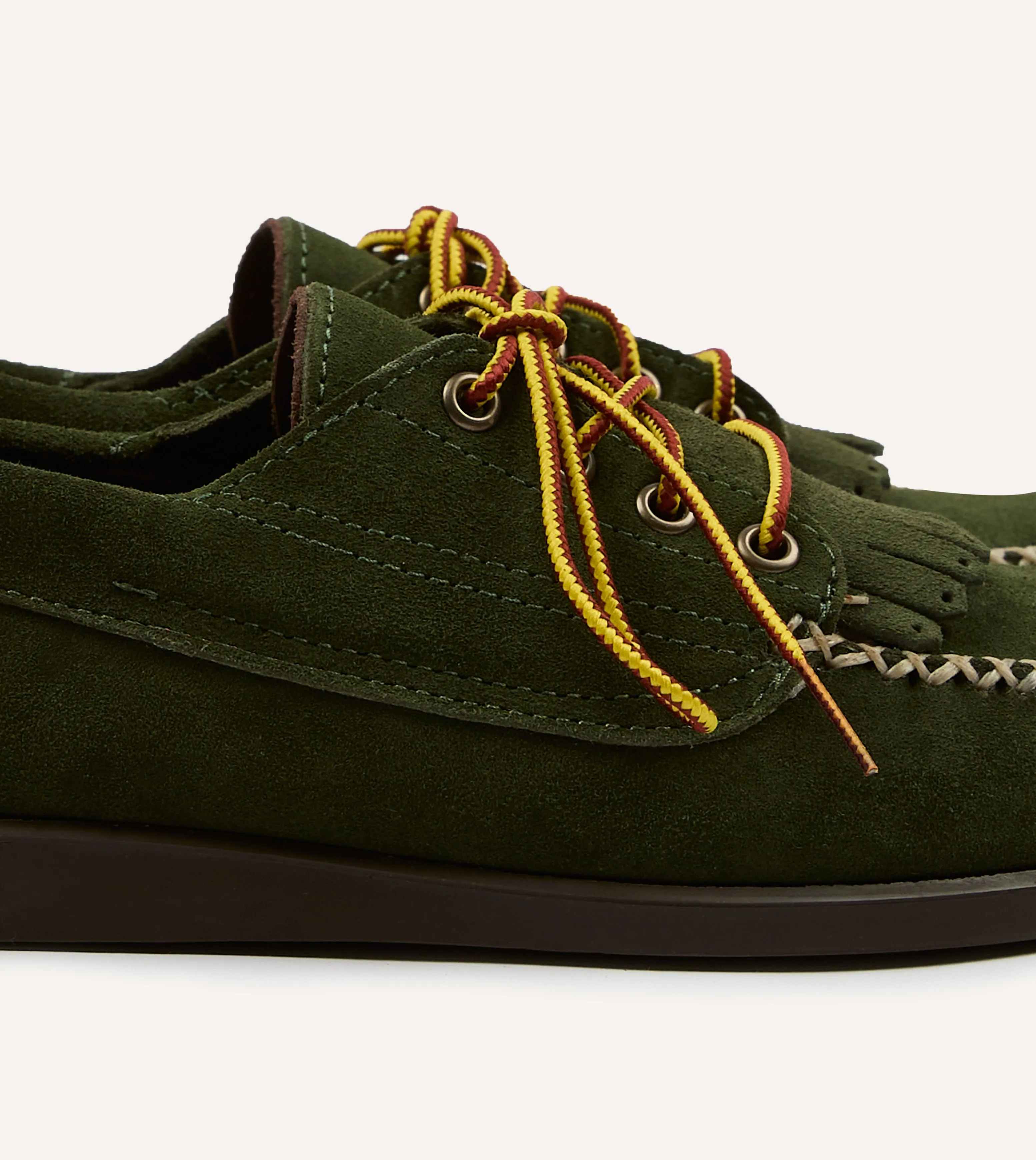 Refined chic Drake's by Sebago Campsides Askook Kilt Green Suede Shoe