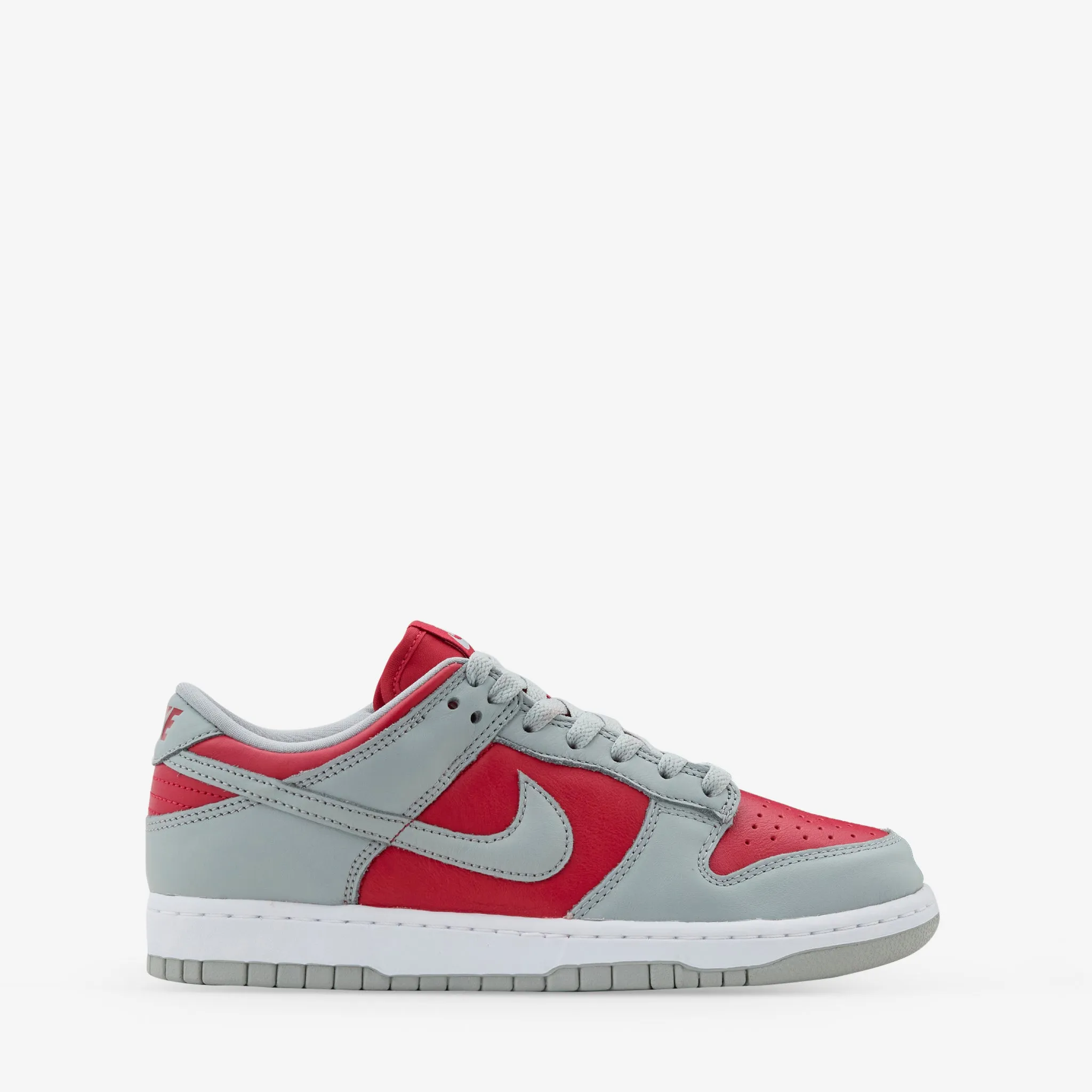 Premium Leather Dunk Low Varsity Red | Silver | White