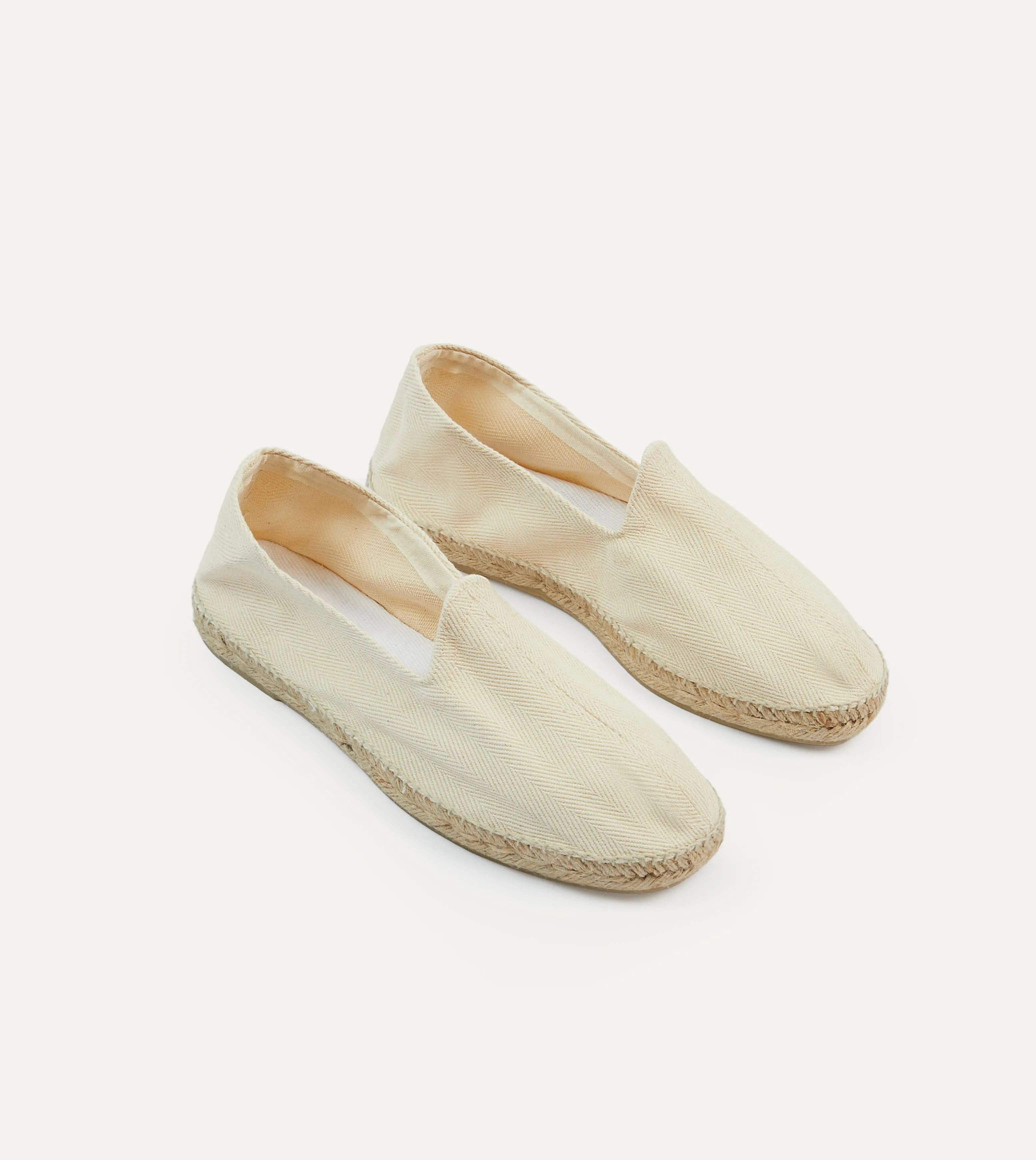 least dancing Ecru Herringbone Cotton Espadrilles