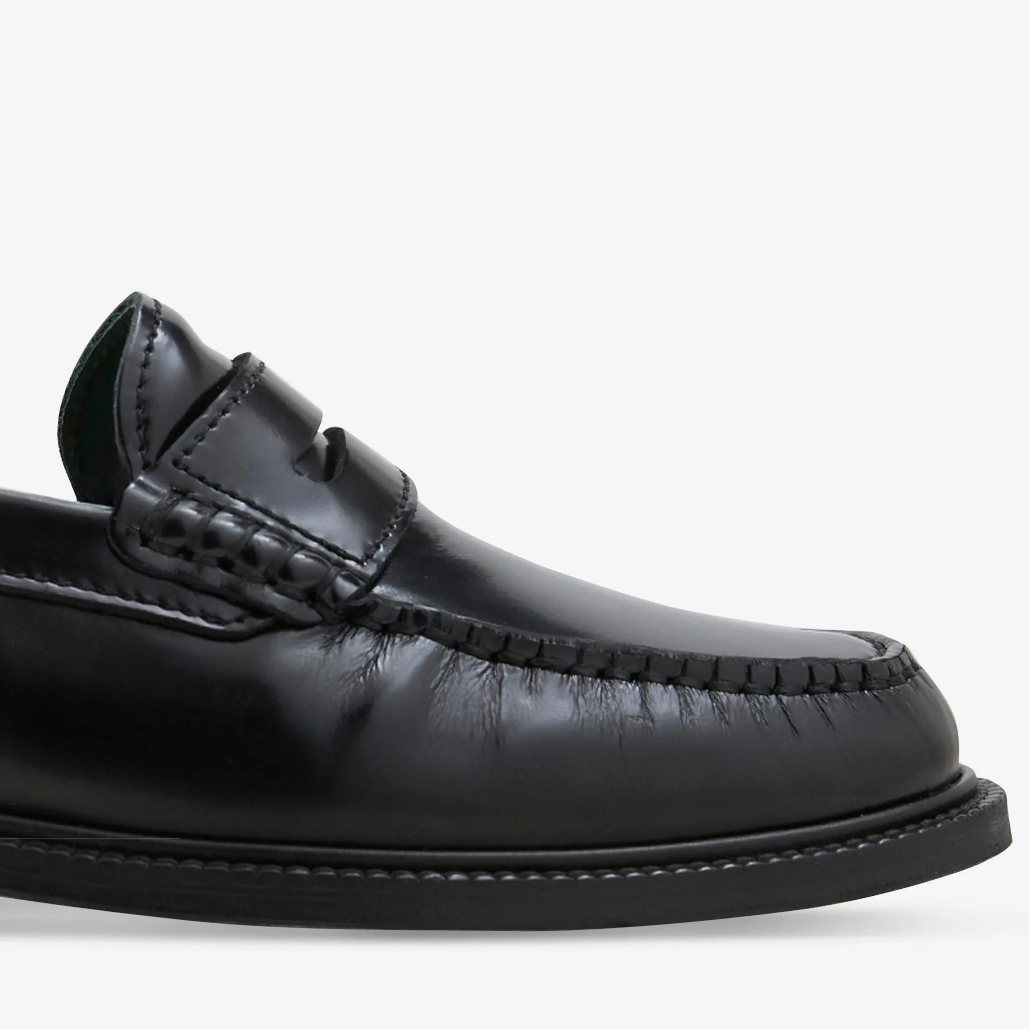 Drop Step Yardee Moccasin Loafer Black Polido Leather