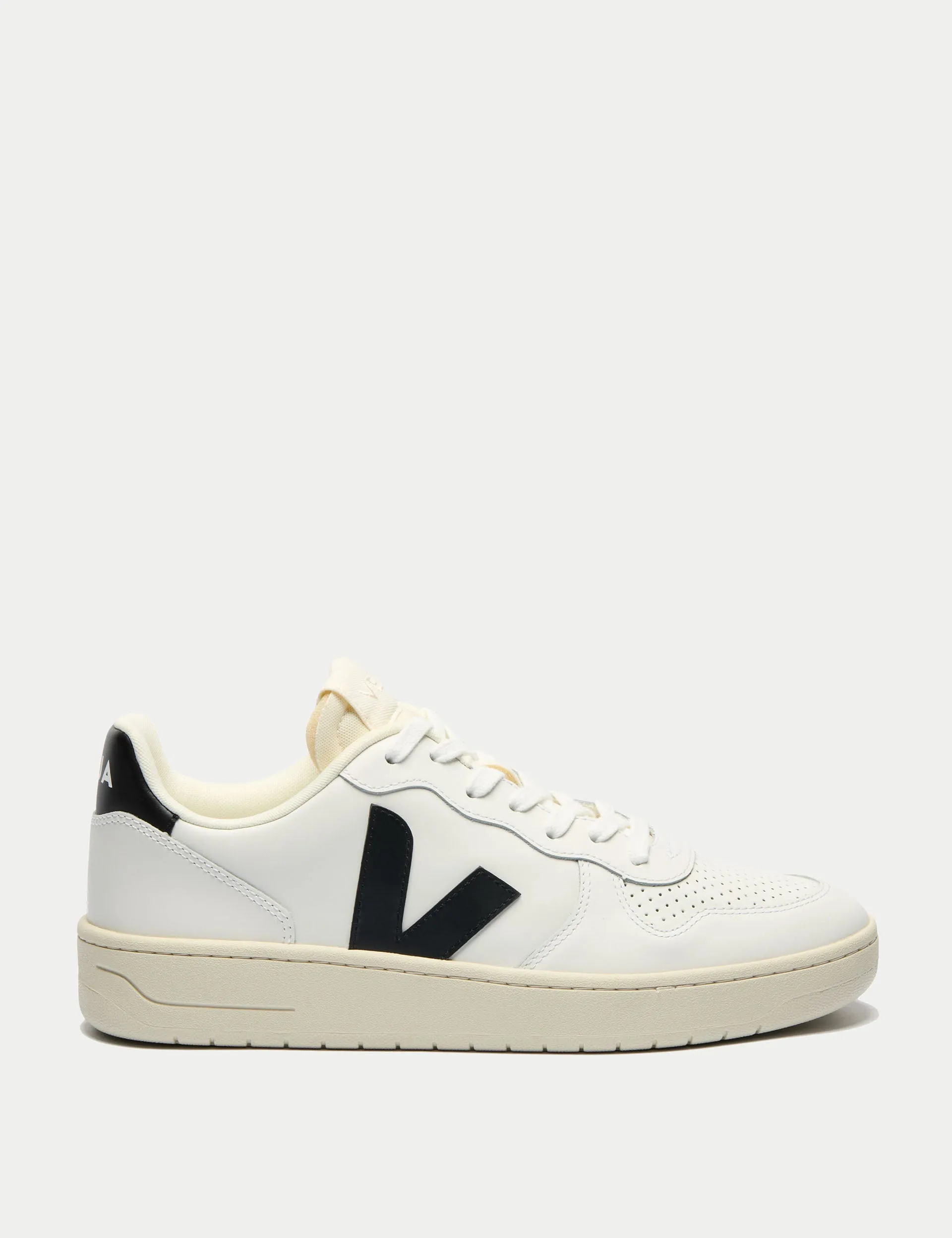 V-10 Leather - White Black Comfortable Outsole