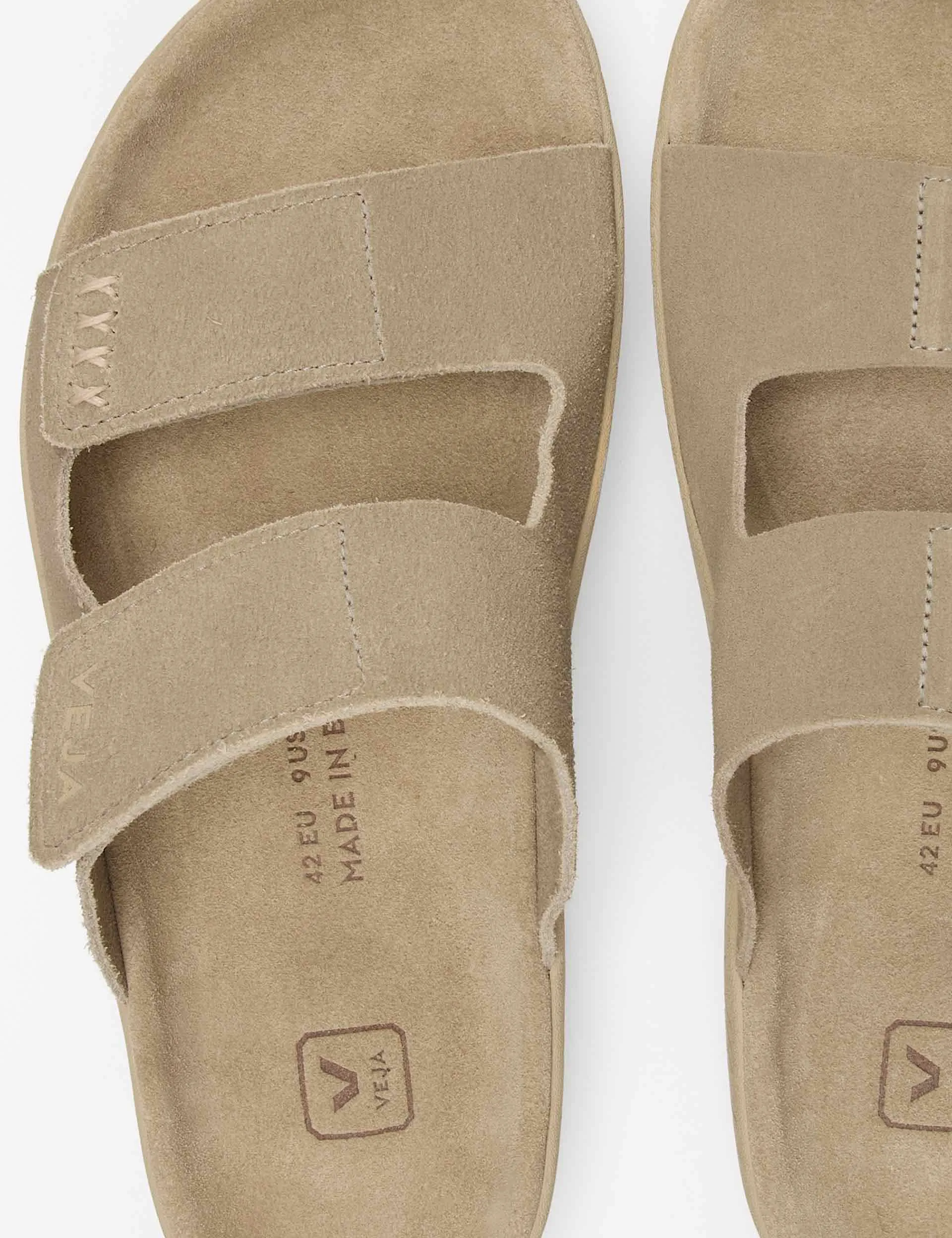 ventilation channels Sustainable Production Methods Etna Suede Sandal - Taupe Almond