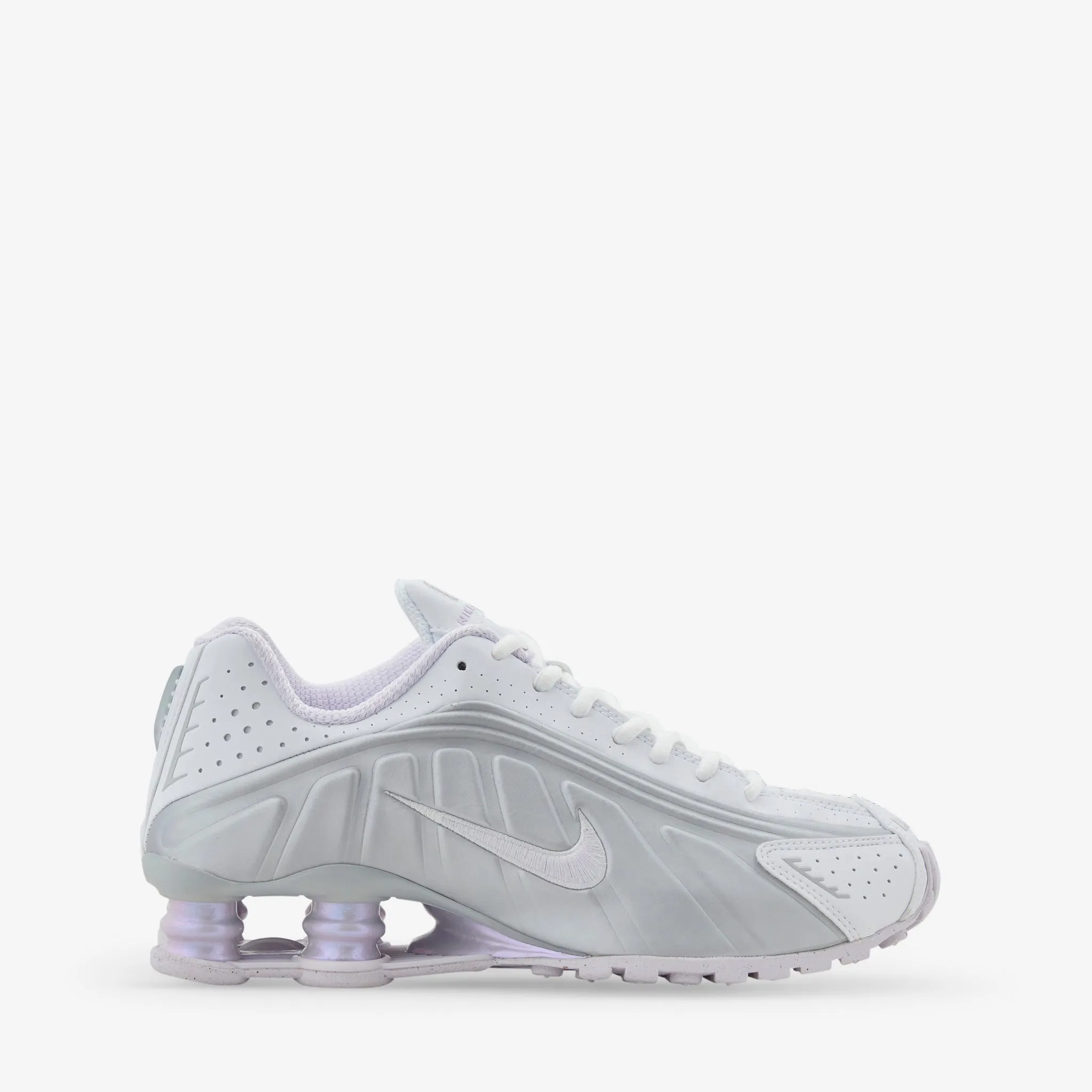 Women's Shox R4 White | Barely Grape | MTLC Platinum Neutral Gear Alley Path