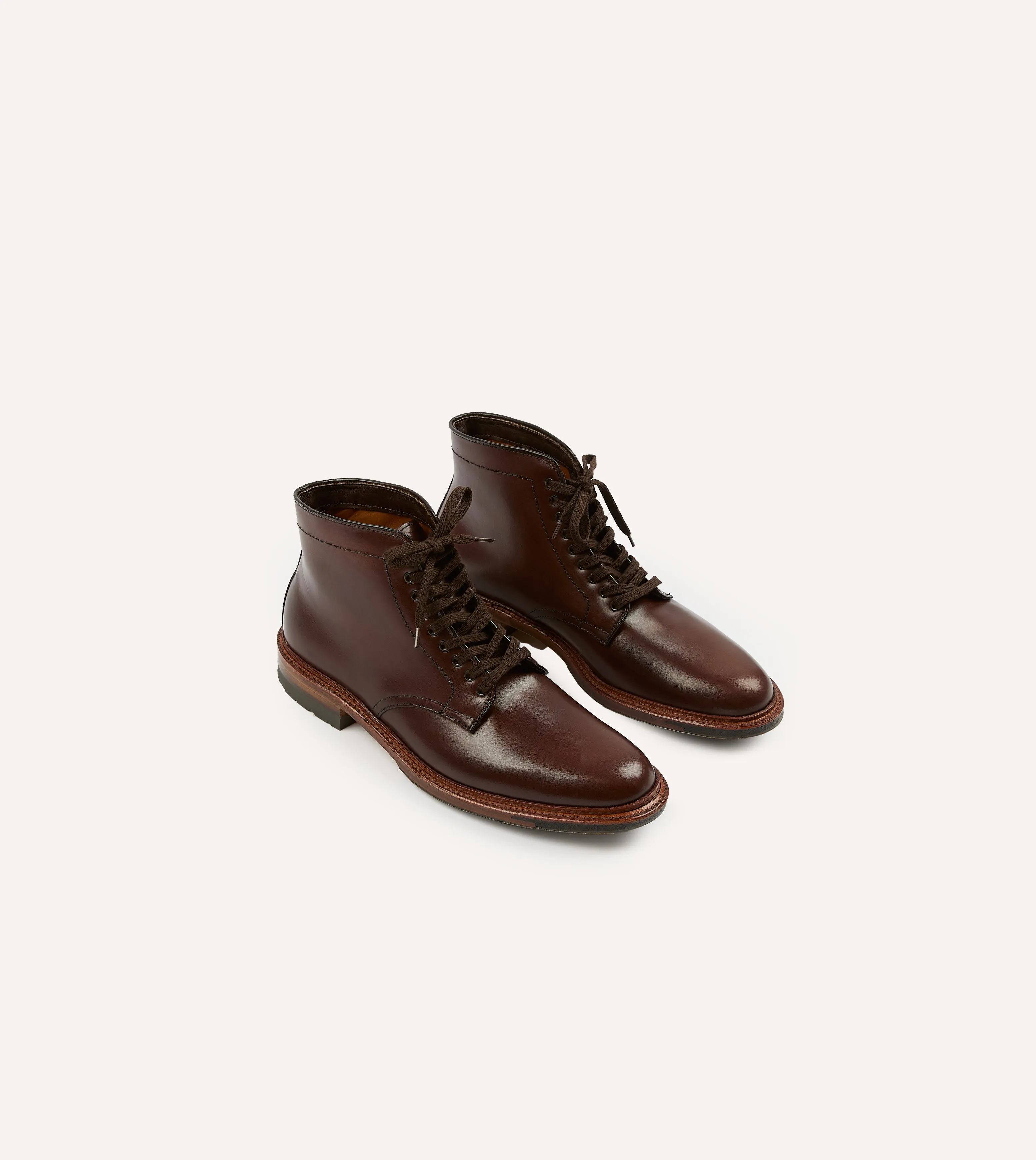 Alden Brown Calf Leather Plain Toe Boot sophisticated adults