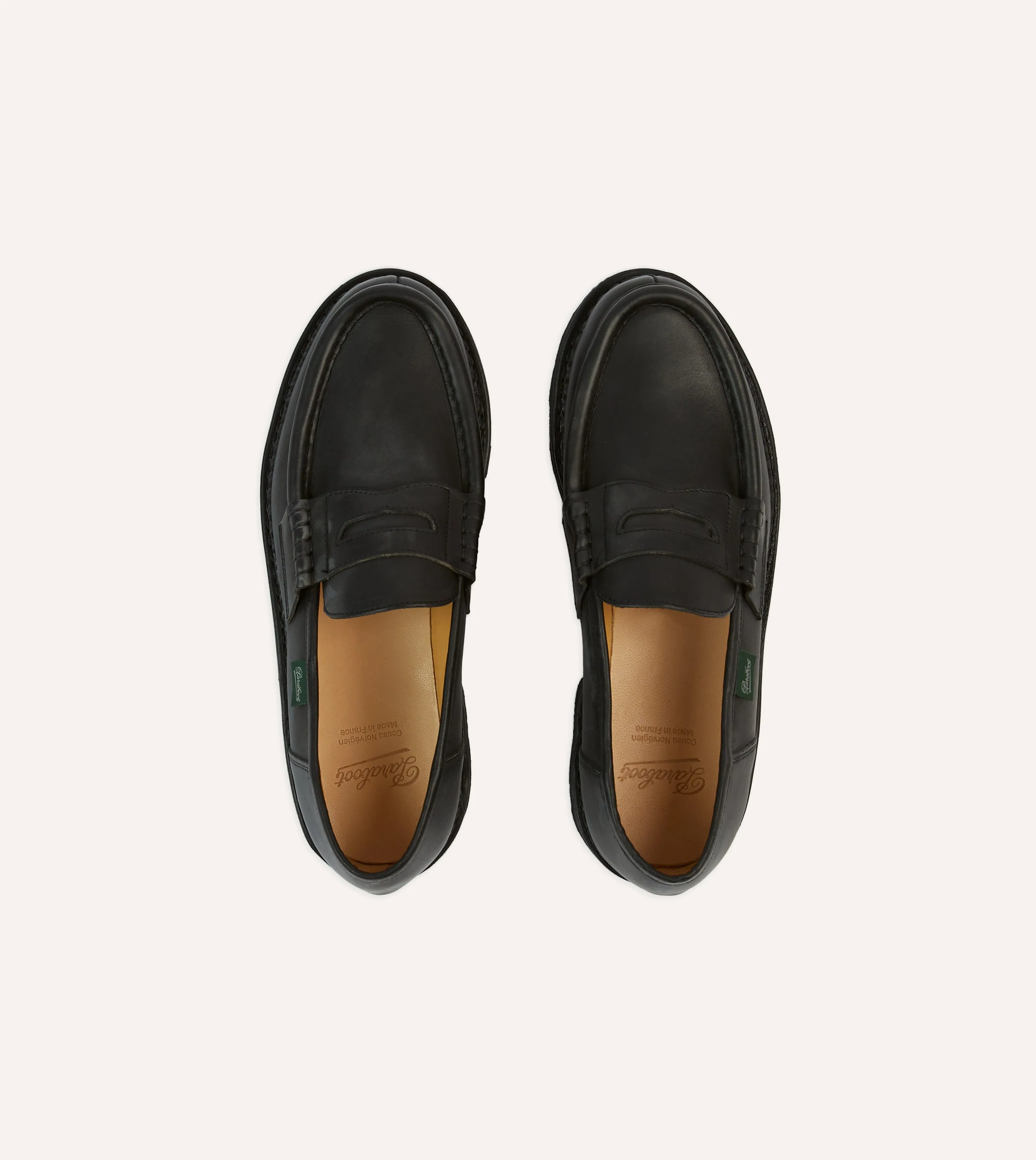 Paraboot Reims Black Leather Loafer strap - on style