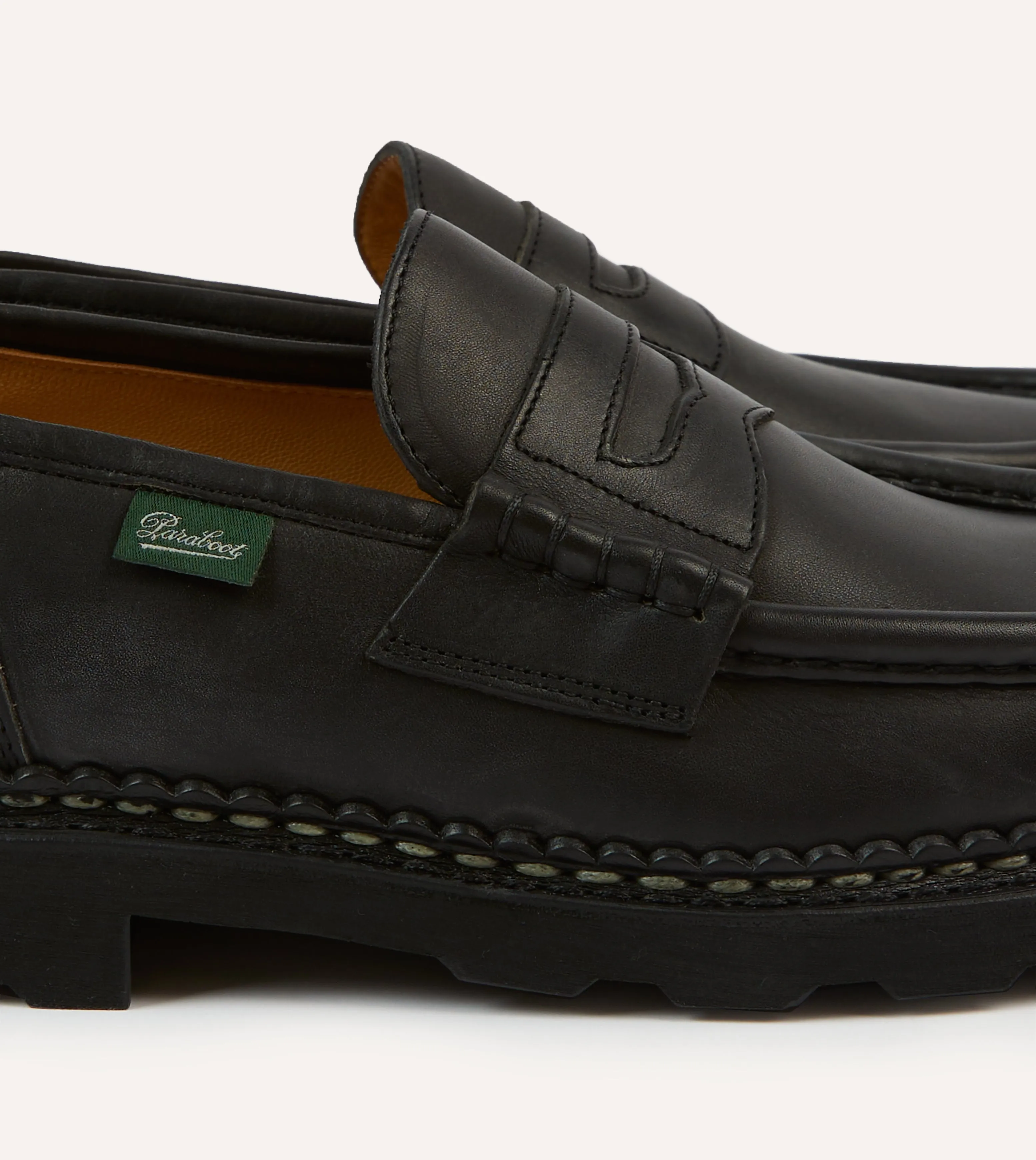 Paraboot Reims Black Leather Loafer men's small Breathable touch