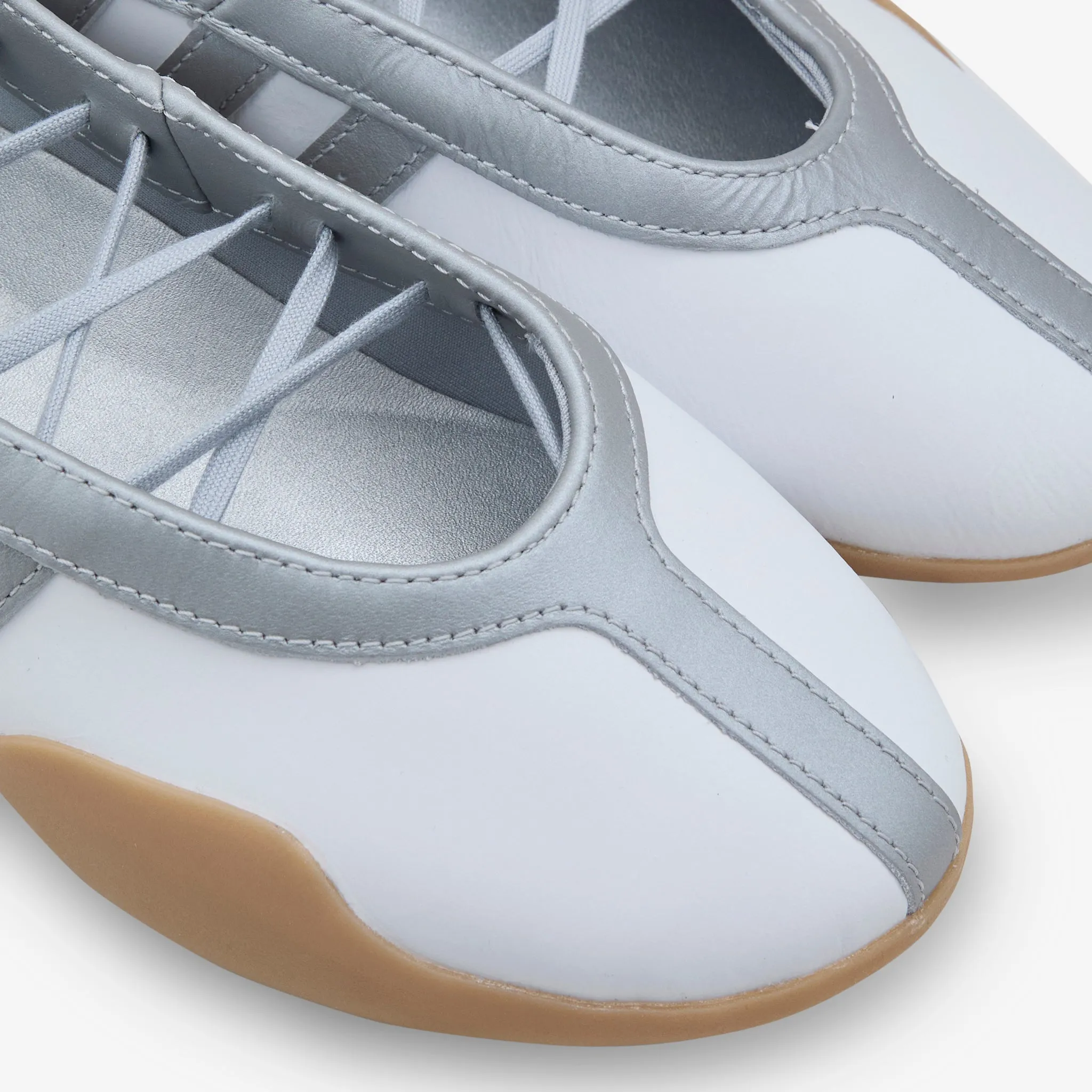 Stylish Touch Women's Taekwondo Mei Ballet Cloud White | Metallic Silver | Gum