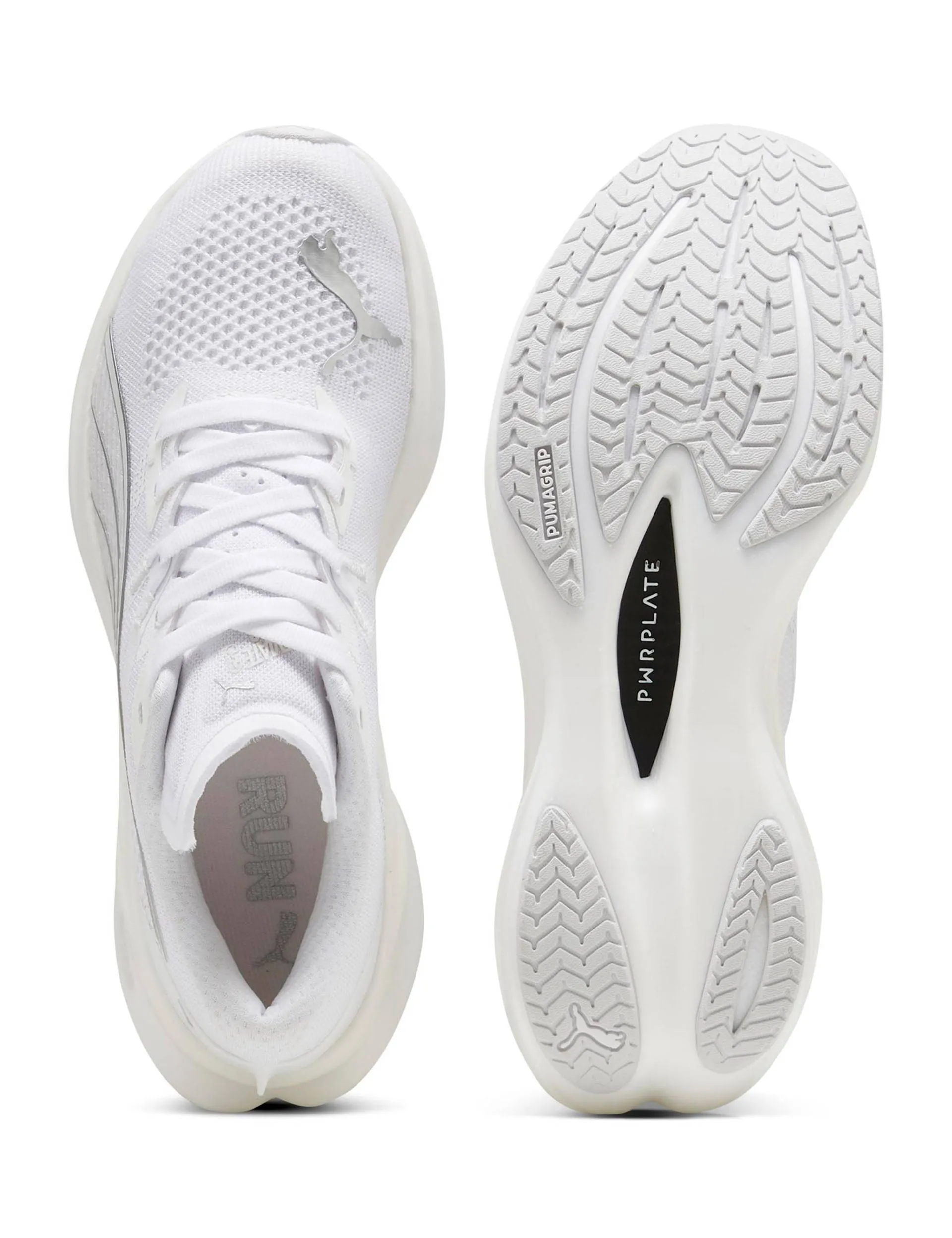 Orthotic Compatible Deviate NITRO 3 Running Shoes - White/Feather Grey/Silver