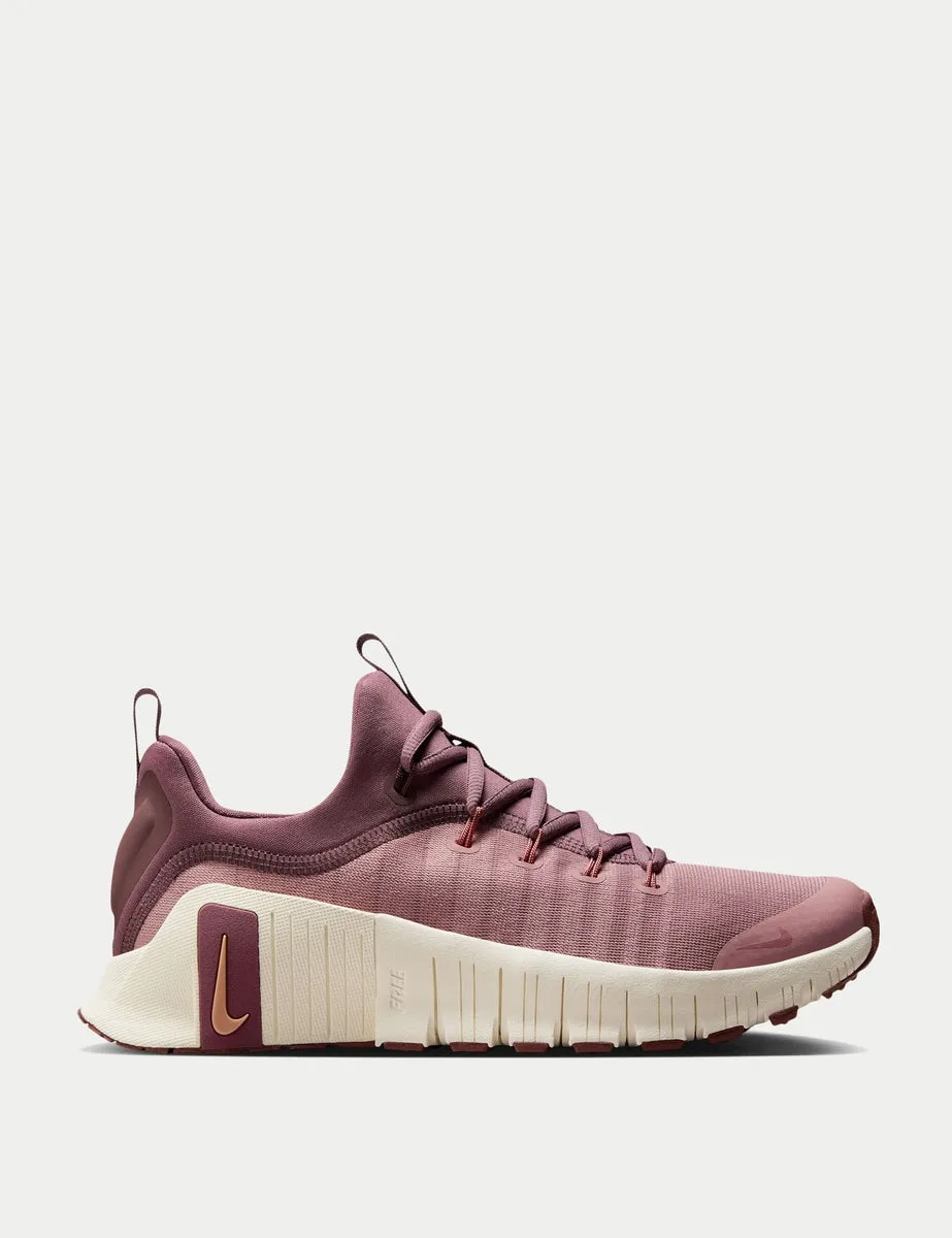 Free Metcon 6 Shoes - Particle Pink/Pale Ivory/Red Sepia/Metallic Rose Gold Neutral Wear No-Slip Grip