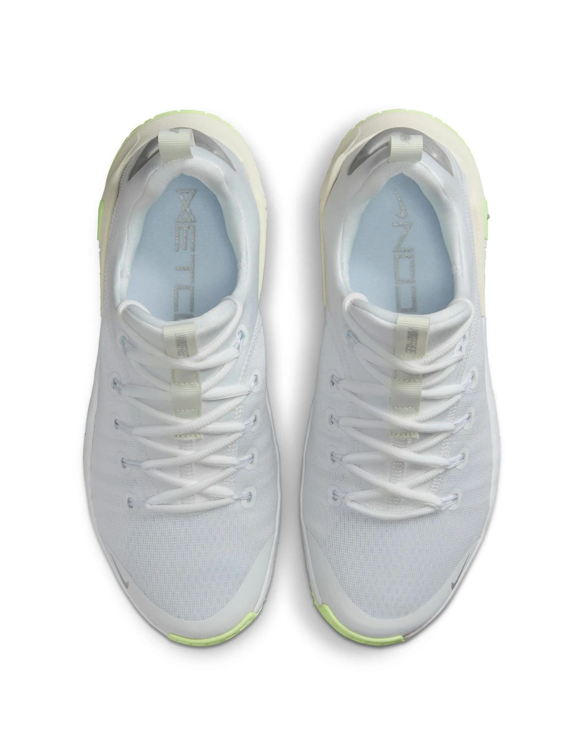 Free Metcon 6 Shoes - White/Metallic Silver/Barely Volt/Sail Comfy Layer