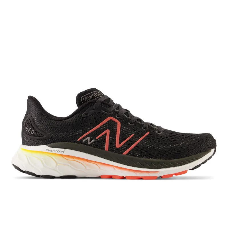 roomy toe - box Sprinting Aid Fresh Foam X 860v13 - Black with Neon Dragonfly and Hot Marigold - Men's
