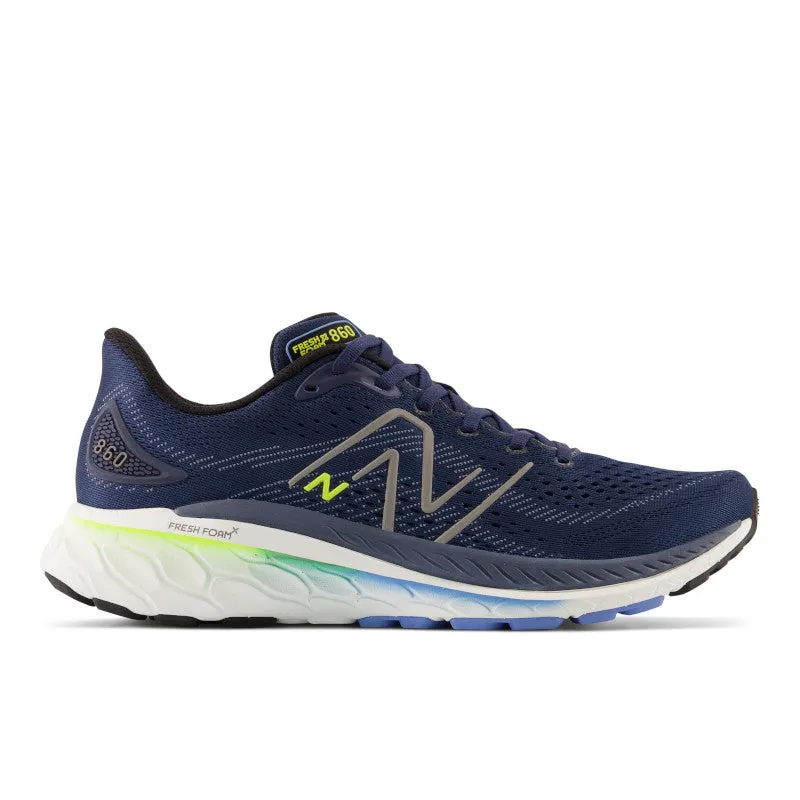 Fresh Foam X 860v13 - Navy with Dark Silver Metallic and Cosmic Pineapple - Men's running in a tropical area