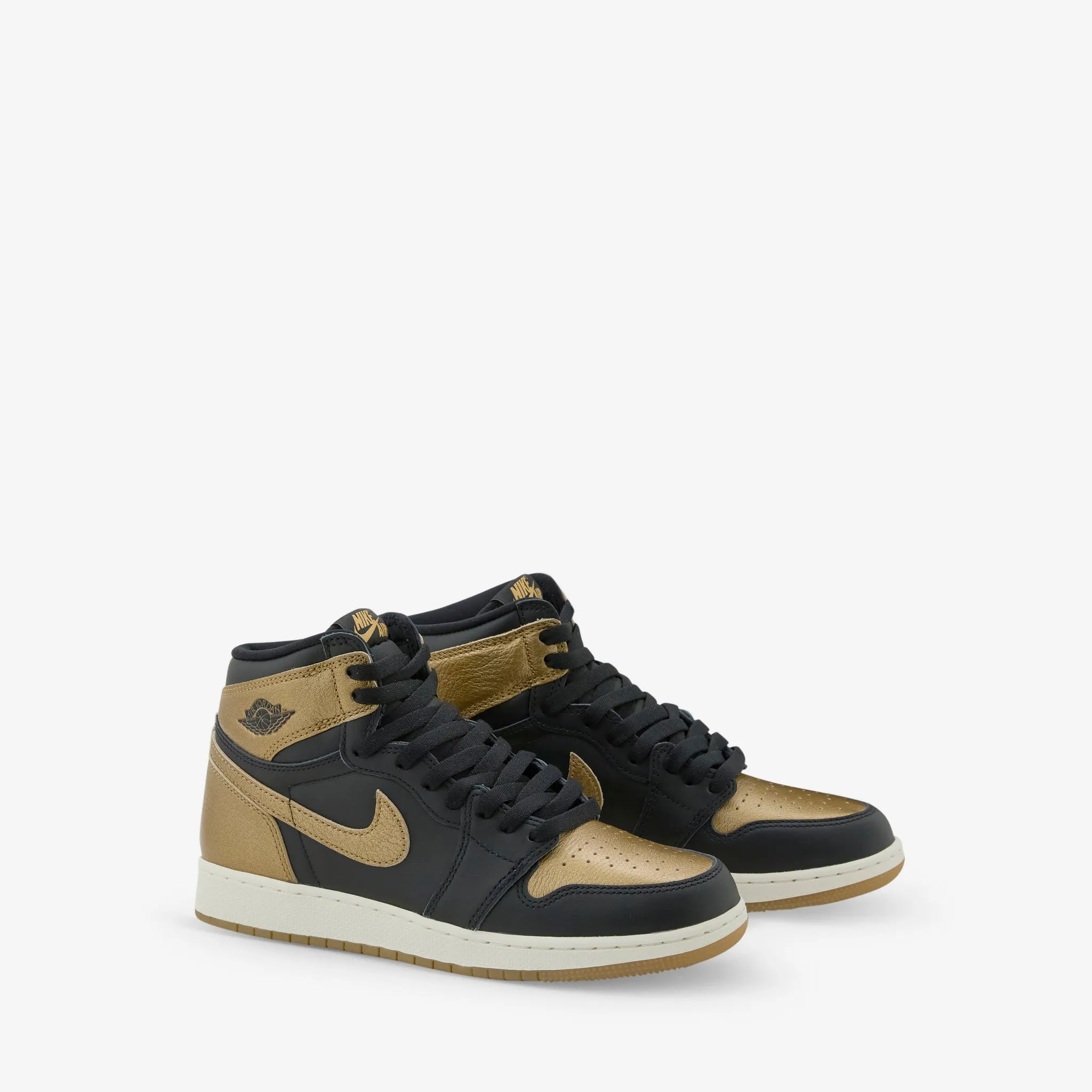 Grade School Air Jordan 1 High OG Black | Metallic Gold | Sail Travel Shoes
