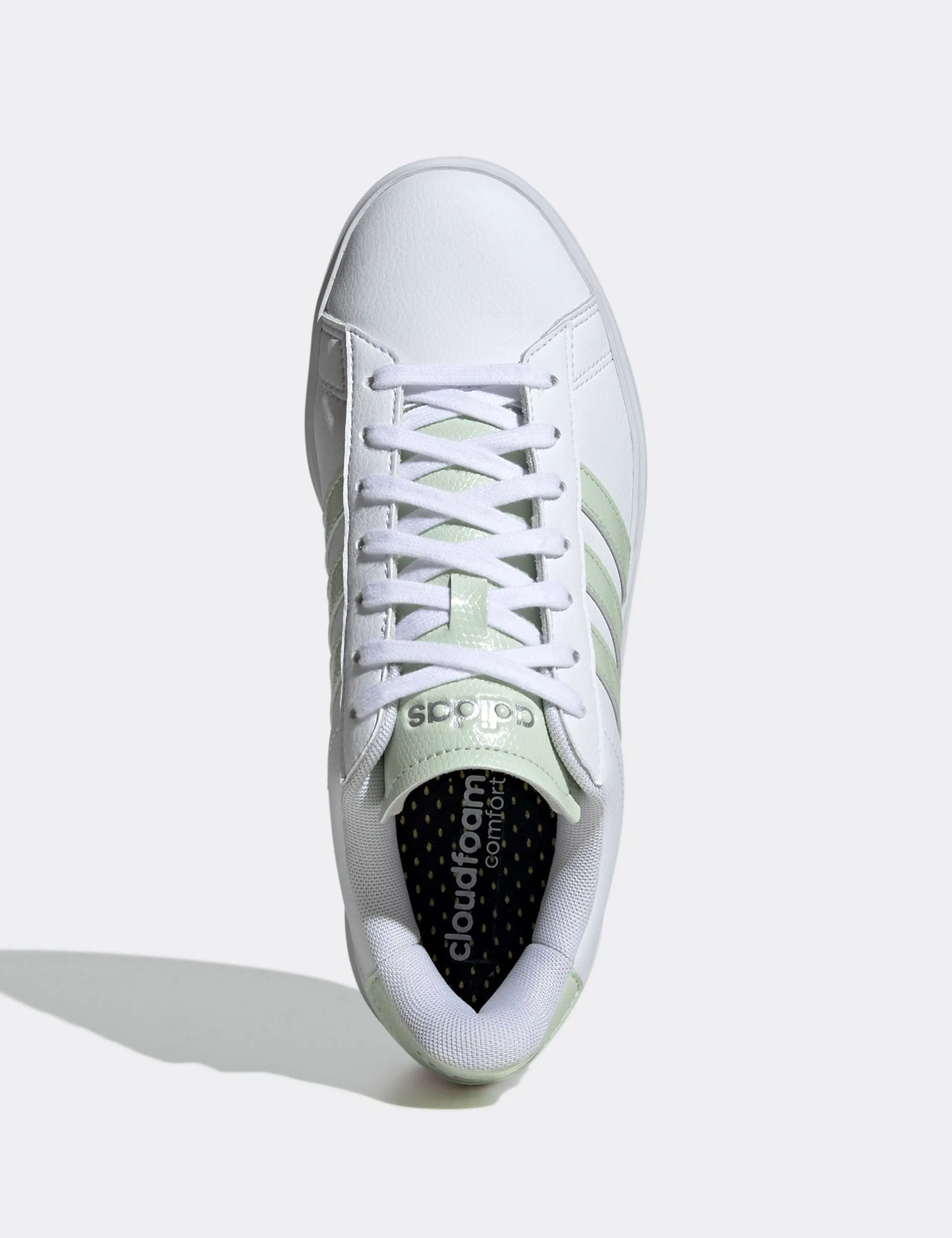 Grand Court 2.0 Shoes - Cloud White/Linen Green/Matte Silver Comfortable Step Peak Jog