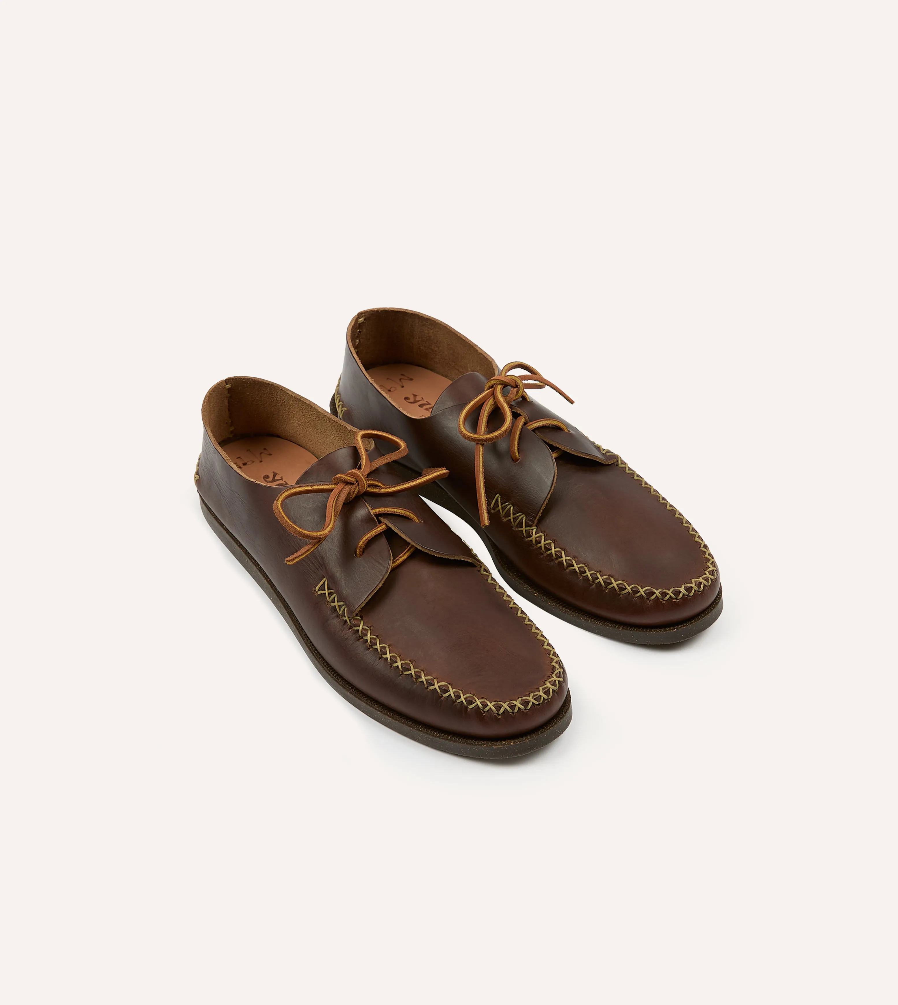 satisfying High-top Yuketen Brown Two-Piece Oxford with Camp Sole