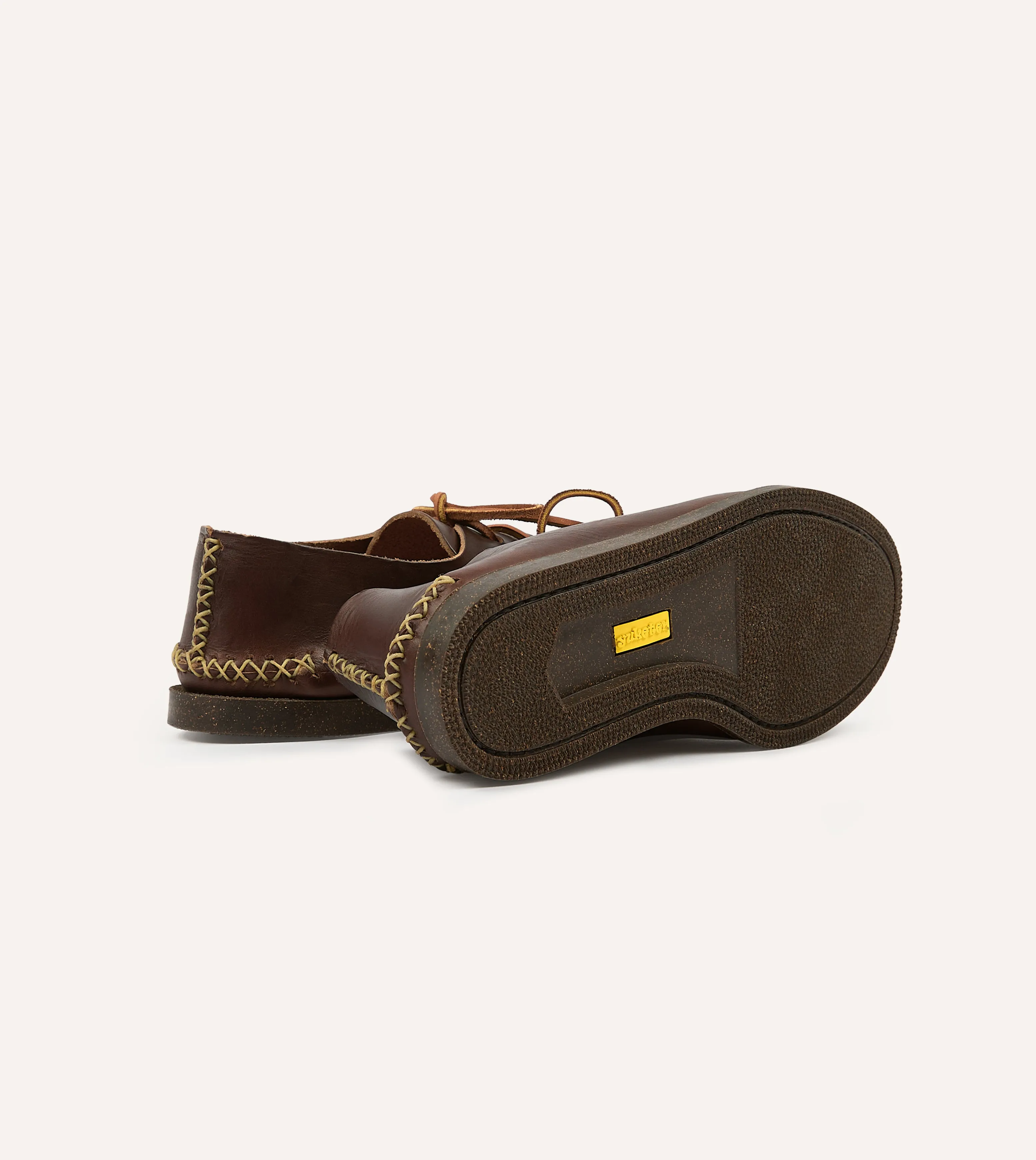Slim Comfort Yuketen Brown Two-Piece Oxford with Camp Sole