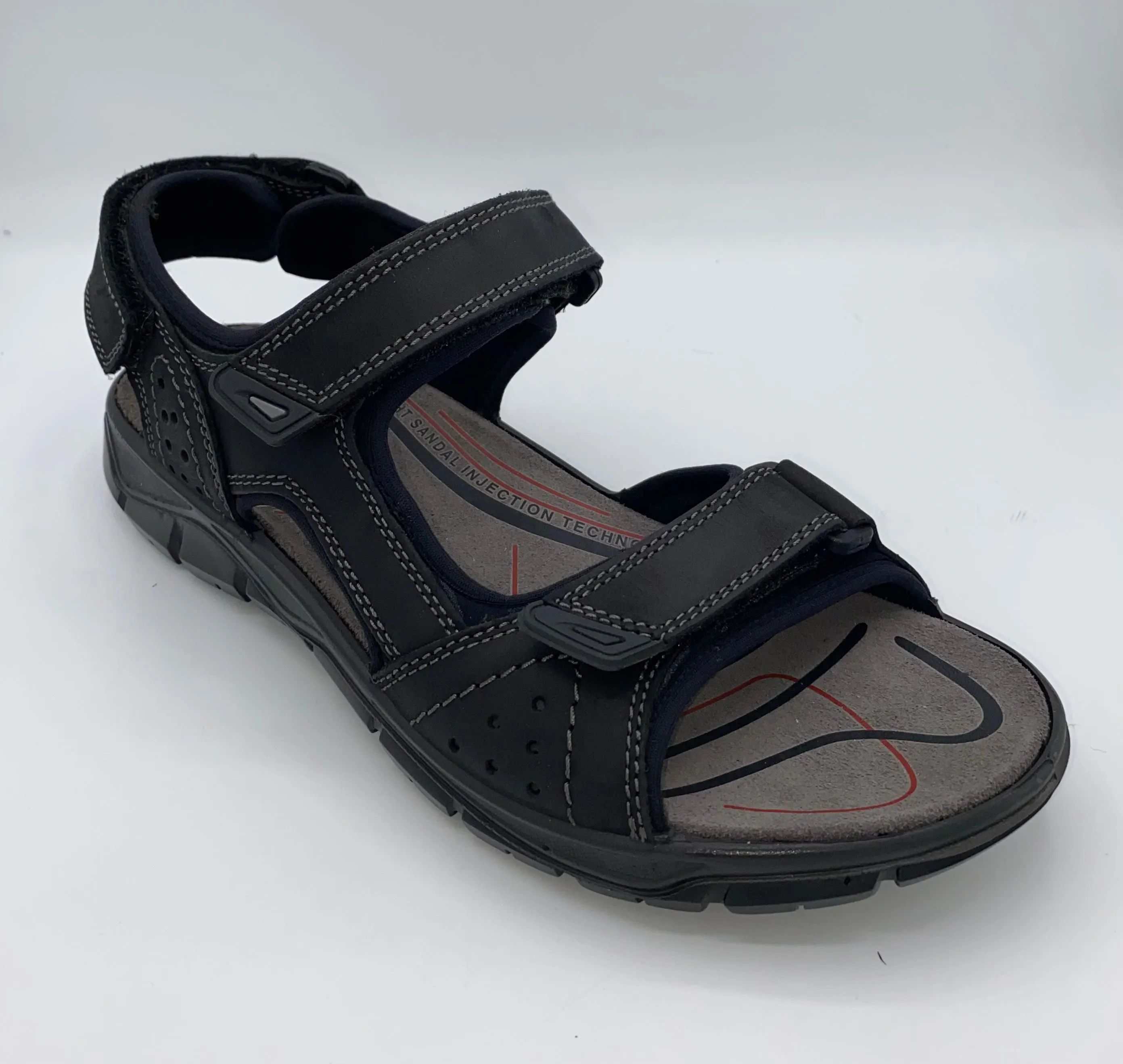 Blue Cool IMAC Italian Leather Velcro Sandals Black/Grey - 196269 3400/018