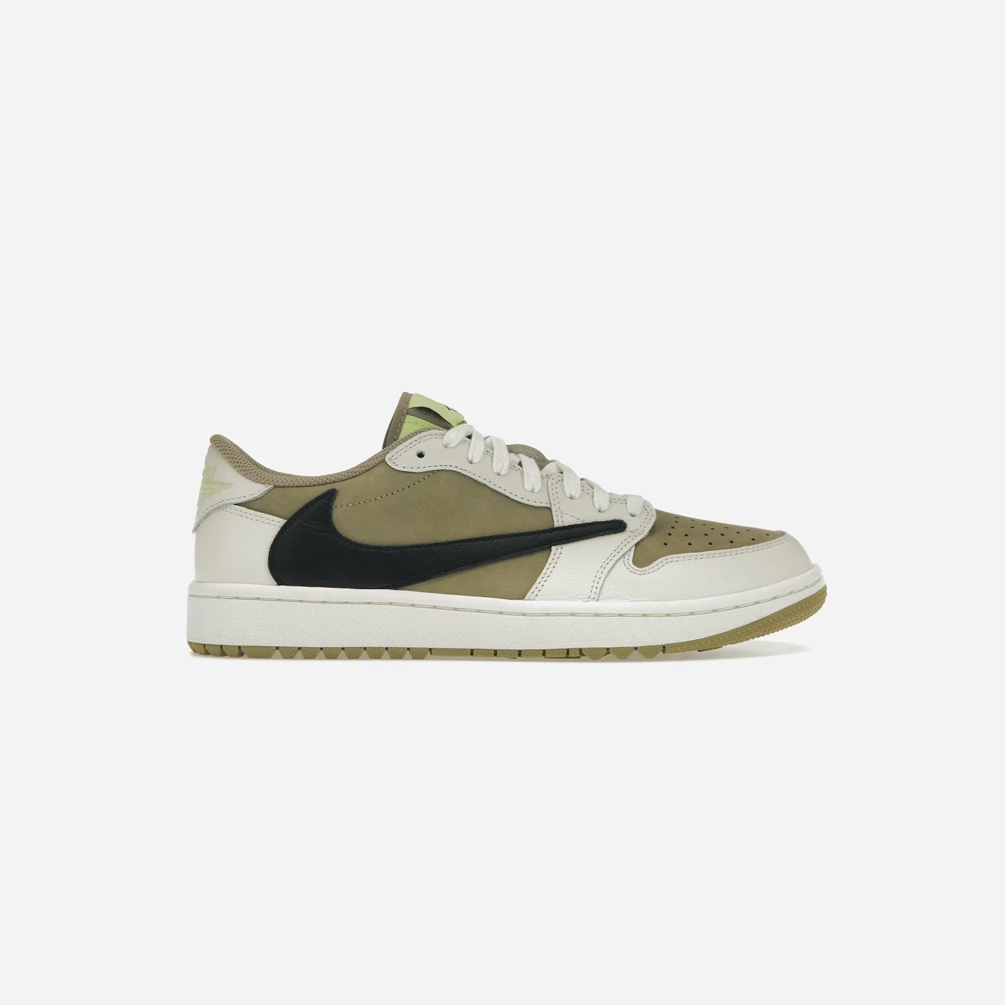 Sleek Comfort Lightweight Midsole Geometry JORDAN 1 RETRO LOW GOLF TRAVIS SCOTT NEUTRAL OLIVE