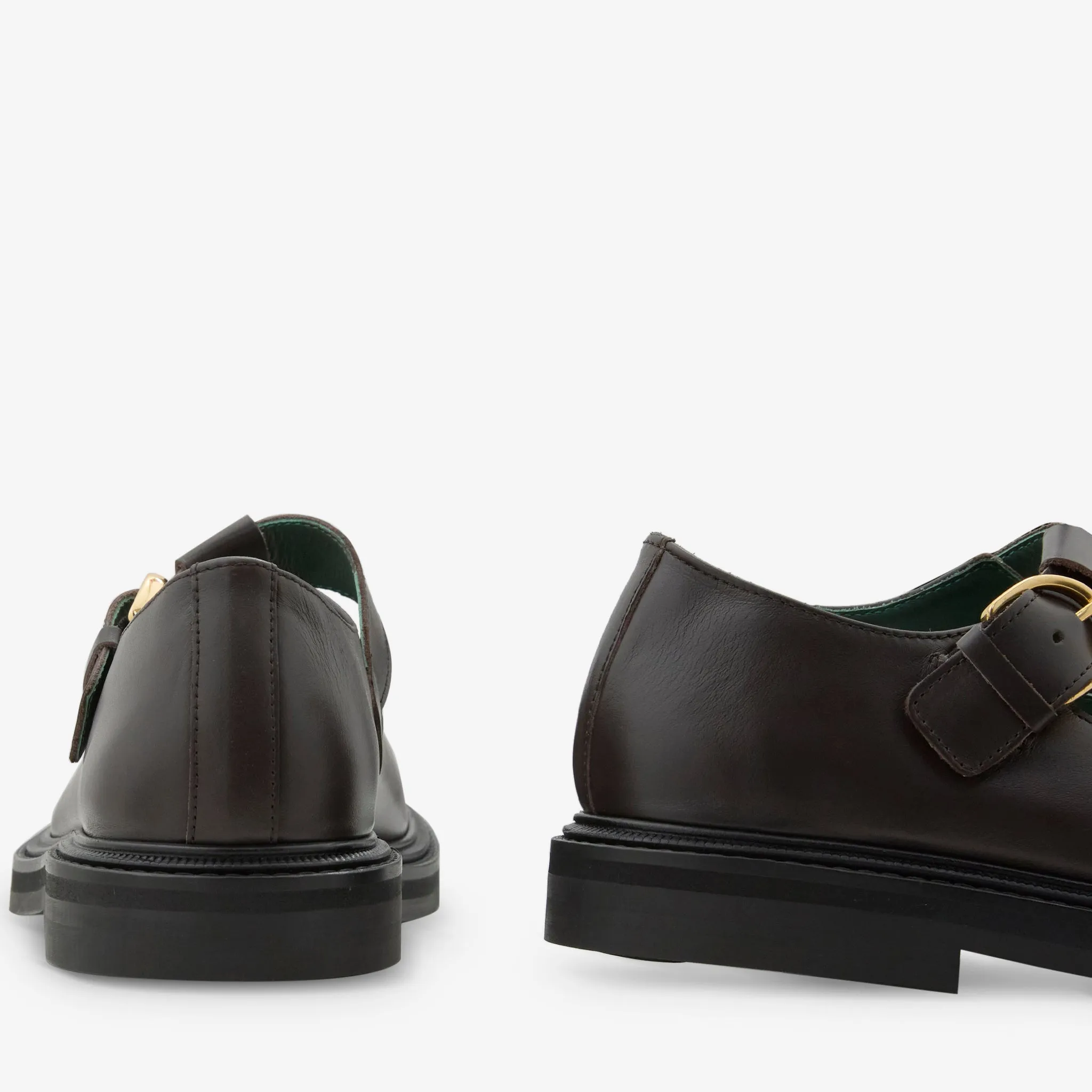 Vinnee T-Strap Derby Dark Brown Leather Style Daily Use
