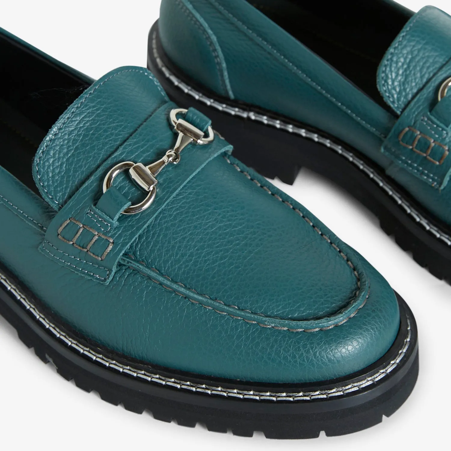 Le Club Snaffle Bit Loafer Grain Leather Basil Green Street Pic